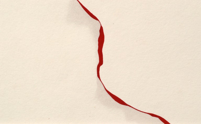 Red Ribbon Through the Window - Exceptional Hand Augmented Lithograph For Sale 1