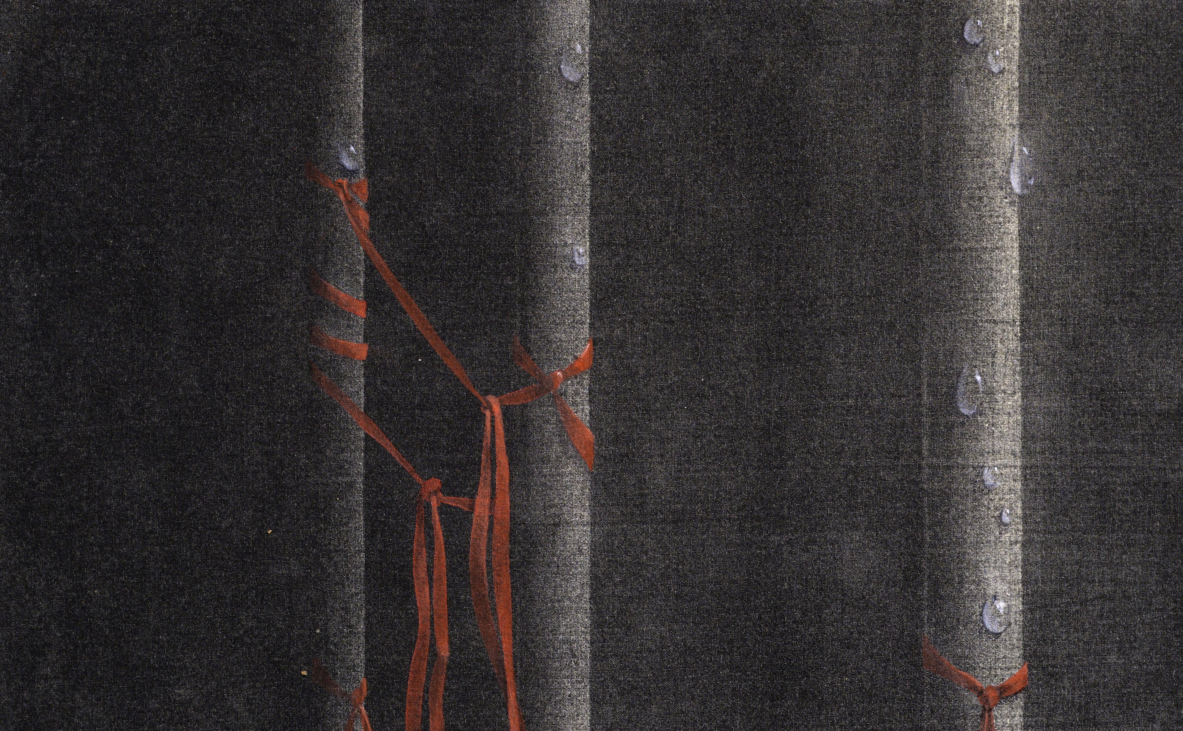 Ribbons und Stangen - Vergrößerung des Siebdrucks (Schwarz), Abstract Print, von Patricia A Pearce