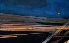 "State 12" Blue Abstract Geometric Lithograph by Patricia Pearce