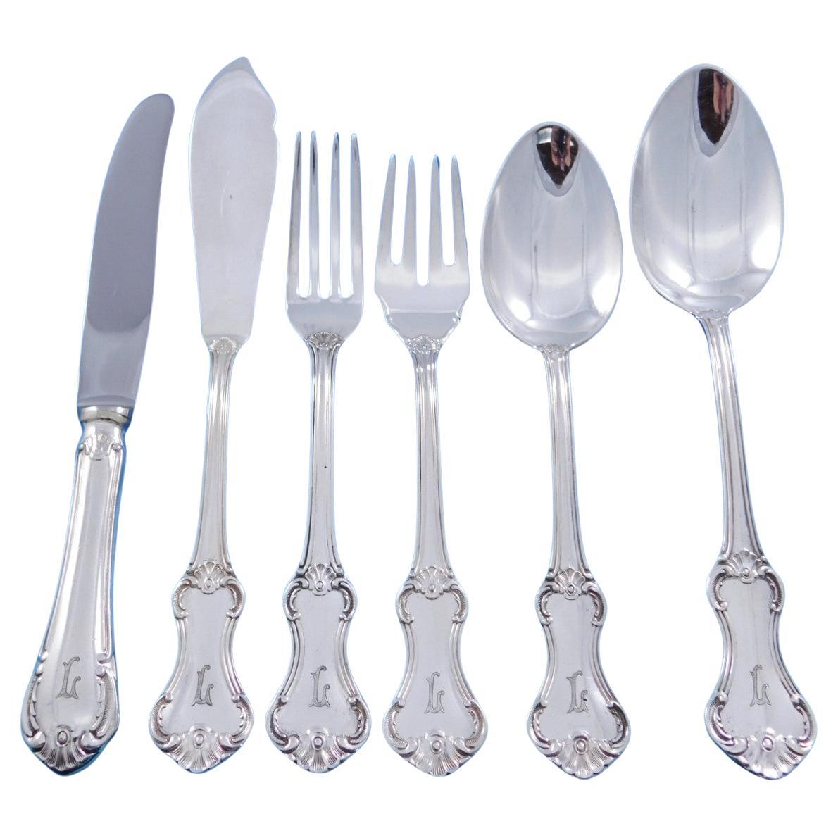 Patricia by Mema Swedish Silverplate Flatware Set Service 71 pcs L monogram For Sale