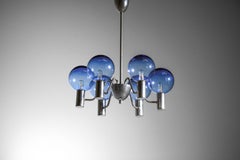 "Patricia" chandelier by Hans Agne Jakobsson Swedish Scandinavian blue chrome