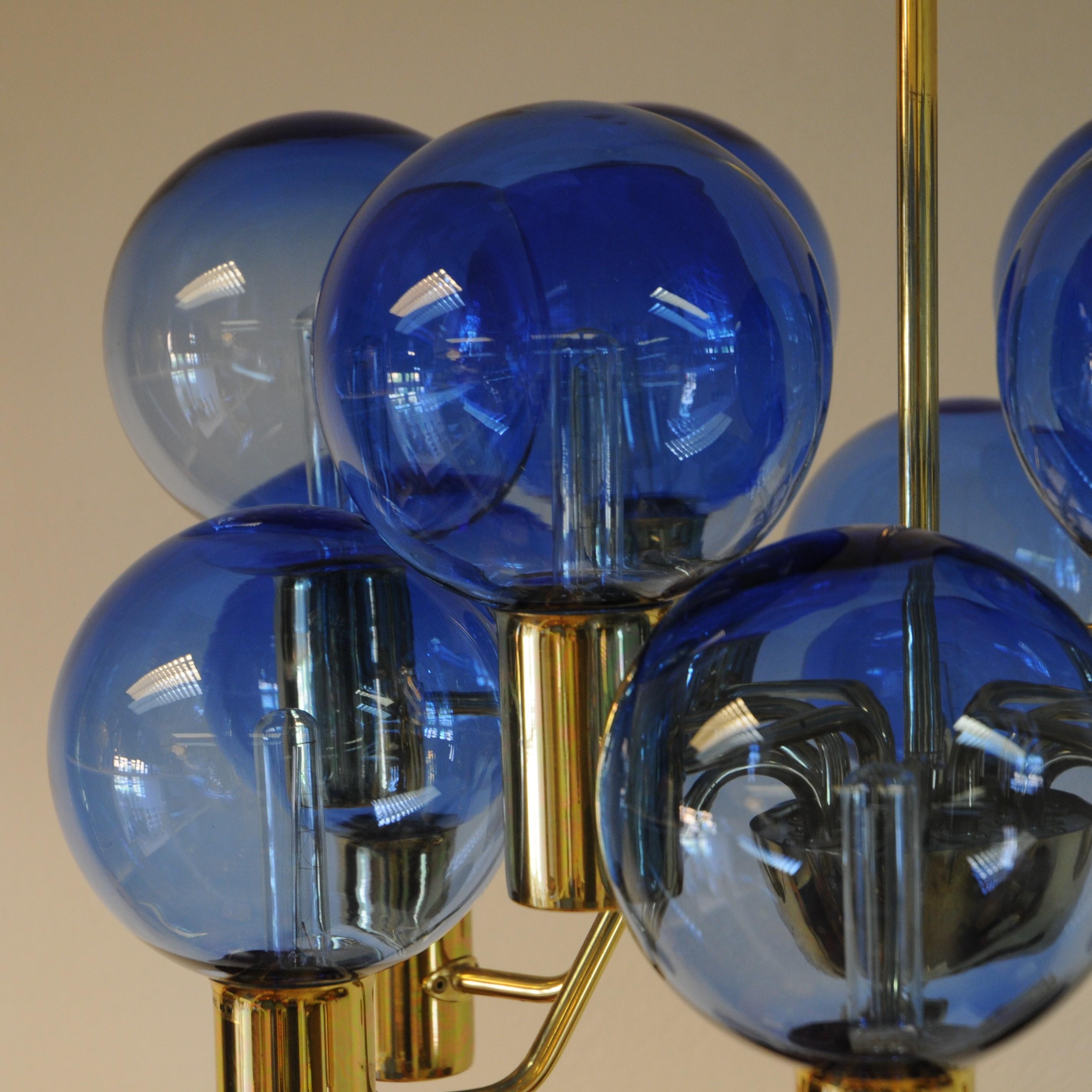 Patricia Chandelier with Blue Glass Mod T372/12 by Hans-Agne Jakobsson, Sweden 6