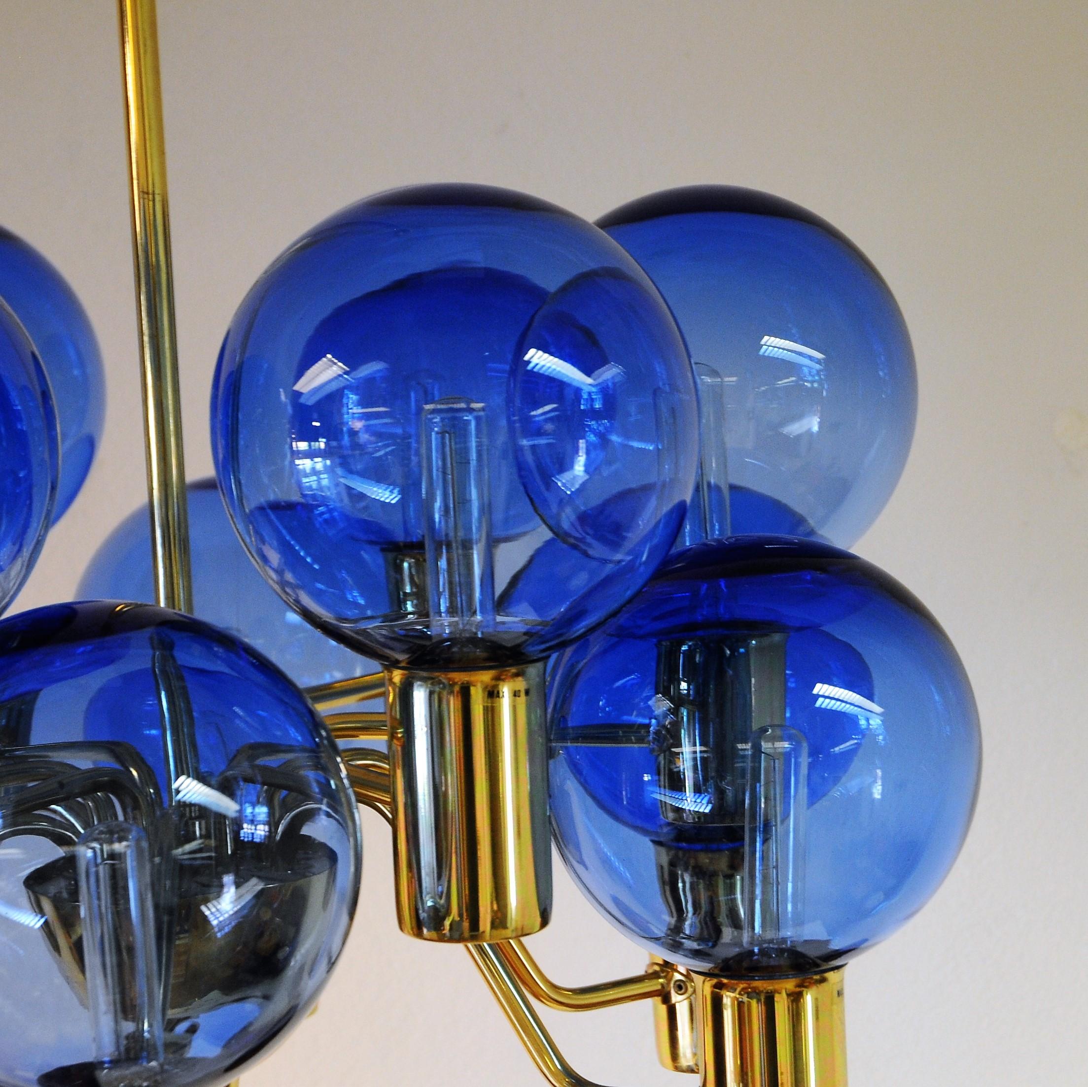 Patricia Chandelier with Blue Glass Mod T372/12 by Hans-Agne Jakobsson, Sweden 7