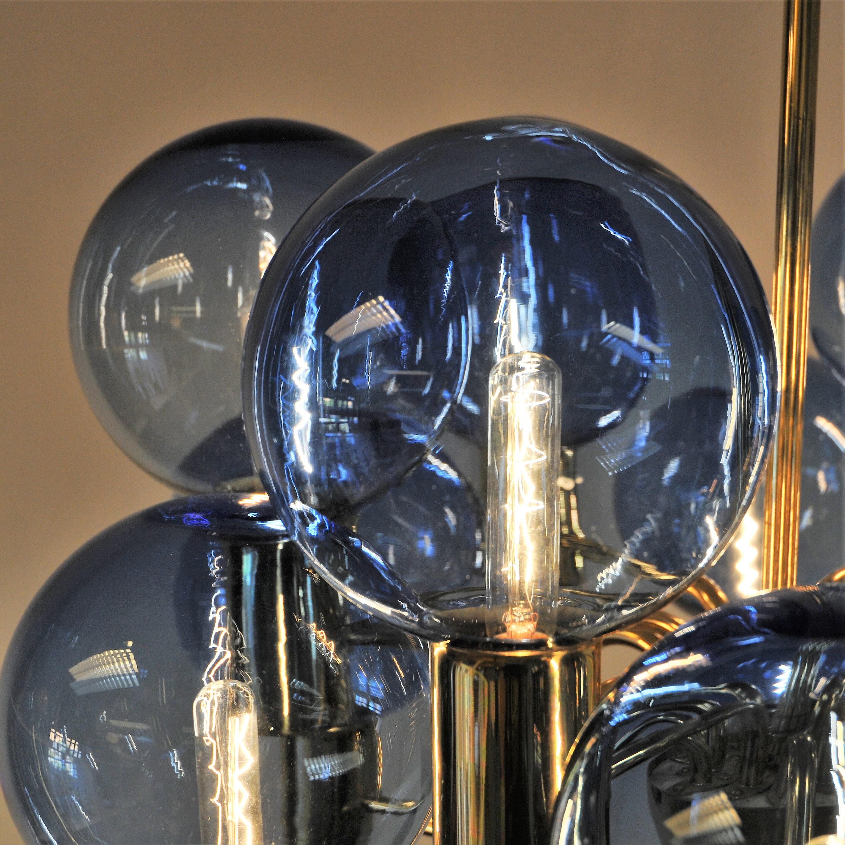 Mid-20th Century Patricia Chandelier with Blue Glass Mod T372/12 by Hans-Agne Jakobsson, Sweden