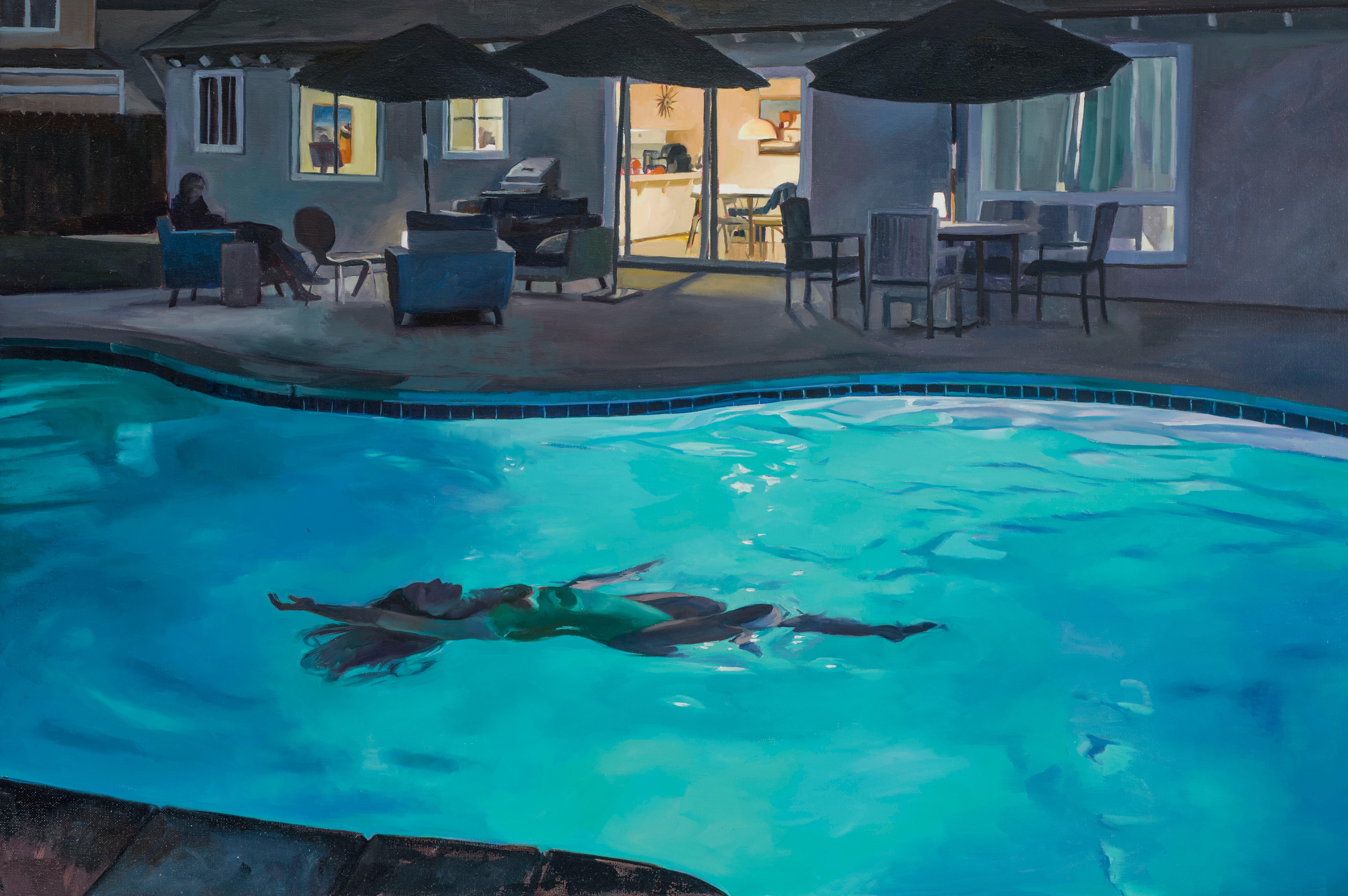 Patricia Chidlaw Landscape Painting - Midnight Swim