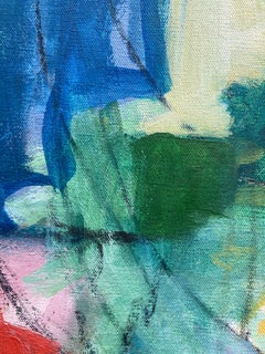 "Intorno alla curva", Astratto, Blu, Verde, Giallo, Rosso, Pittura a olio