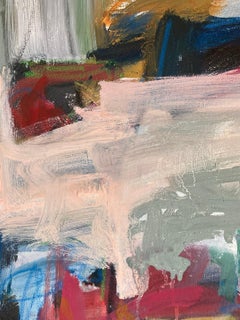 "Am Stausee", Abstrakt, Rot, Grün, Blau, Ölgemälde