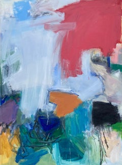 "Flotsam and Jetsam", Abstract, Blue, Pink, Yellow, White, Oil Painting, 2017