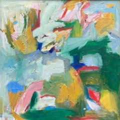 "Open Window", Abstract, Yellow, Red, Pink, Blue, Green, Oil Painting, 2015