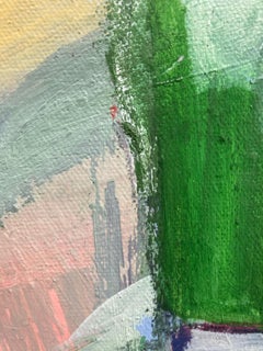 "Reflections 12", Abstract Landscape, Blue, Green, Pink, Gray, Oil Painting