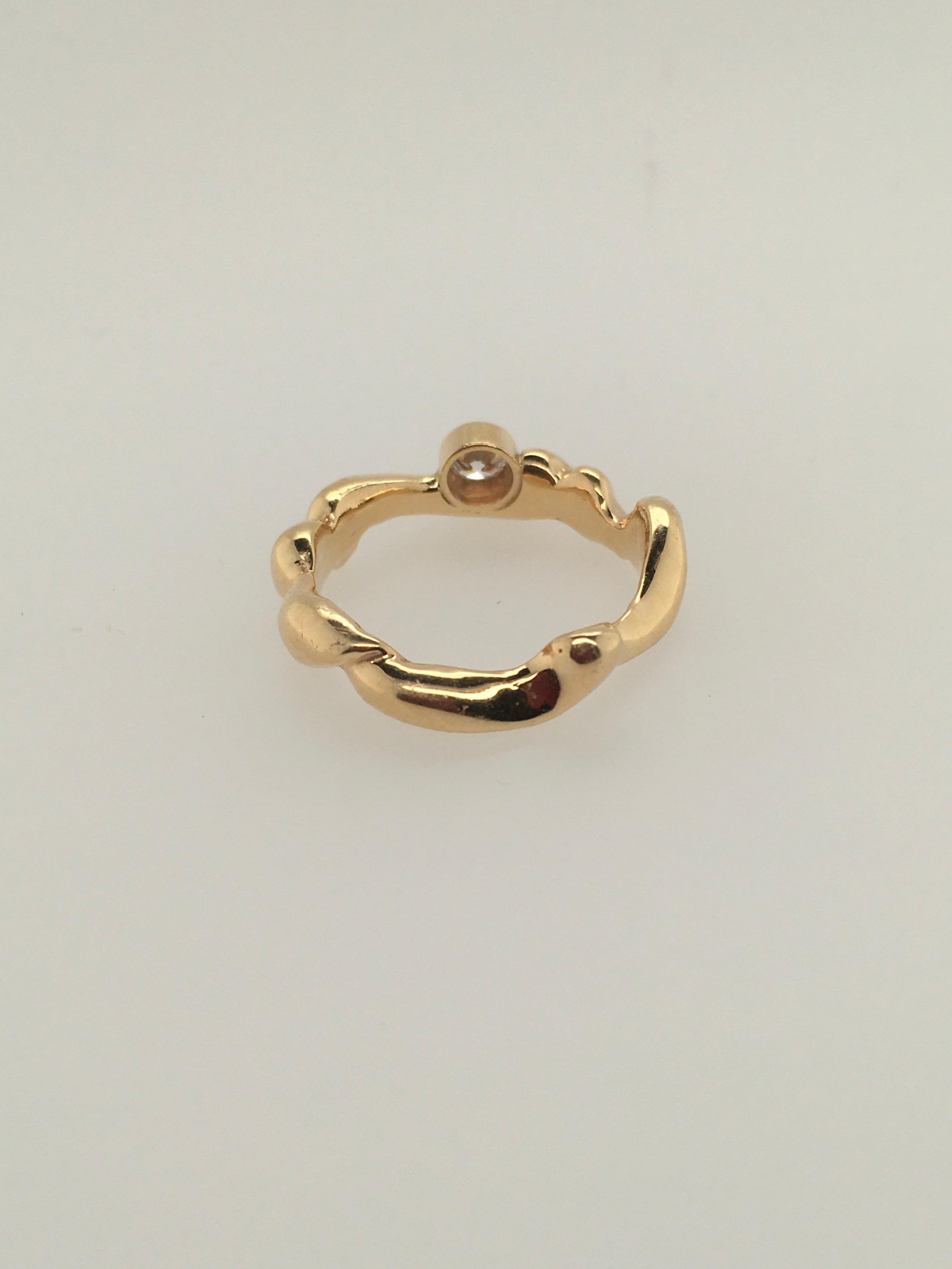 Modern PATRICIA DAUNIS .18 ct Diamond Set in Yellow Gold Asymmetric Wave Ring For Sale