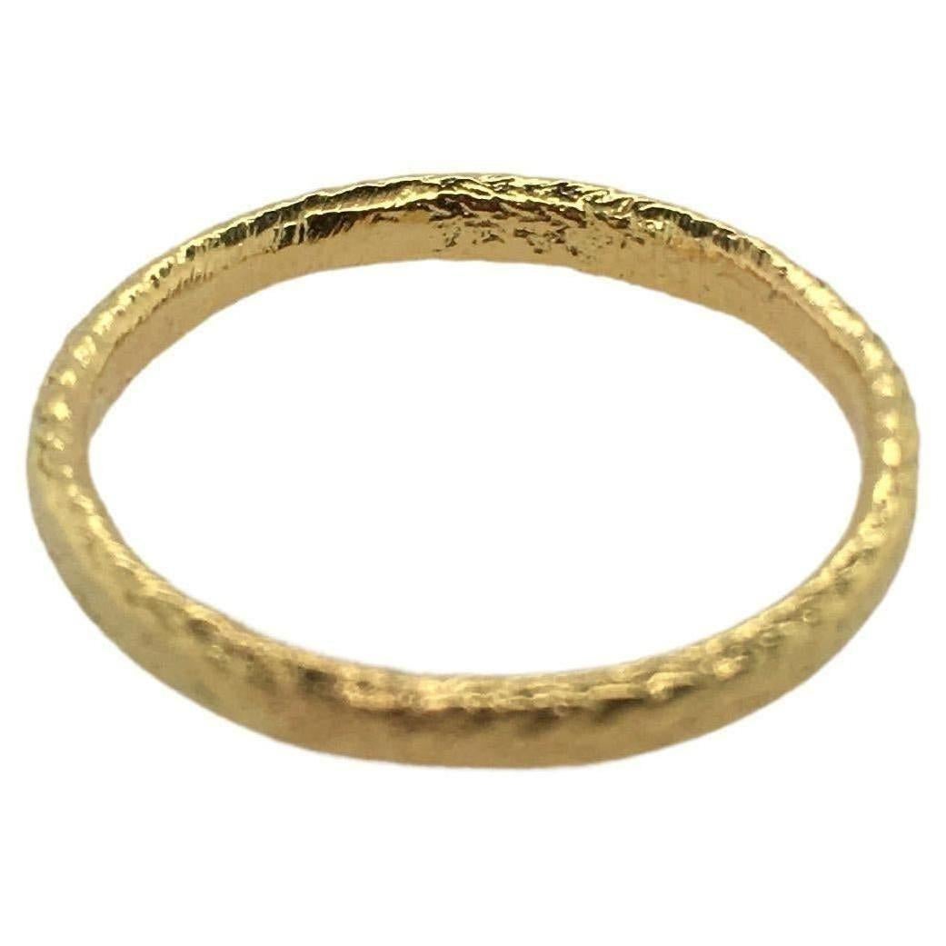 PATRICIA DAUNIS Hand-Textured Yellow Gold Stackable Wedding Band  For Sale