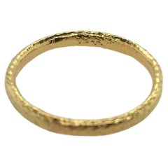 PATRICIA DAUNIS Hand-Textured Yellow Gold Stackable Wedding Band 