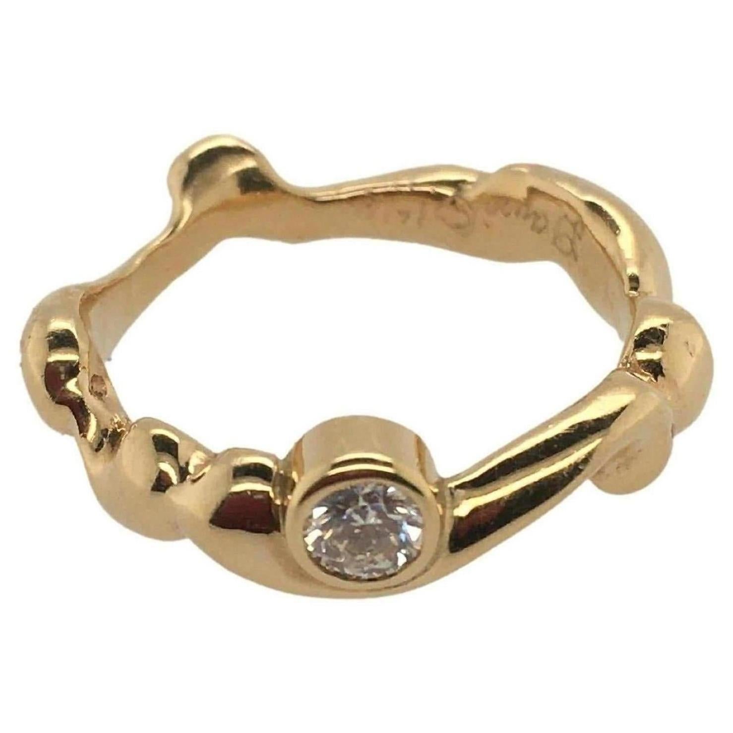 PATRICIA DAUNIS .18 Karat Diamant in Gelbgold gefasst asymmetrischer Wellenring im Angebot