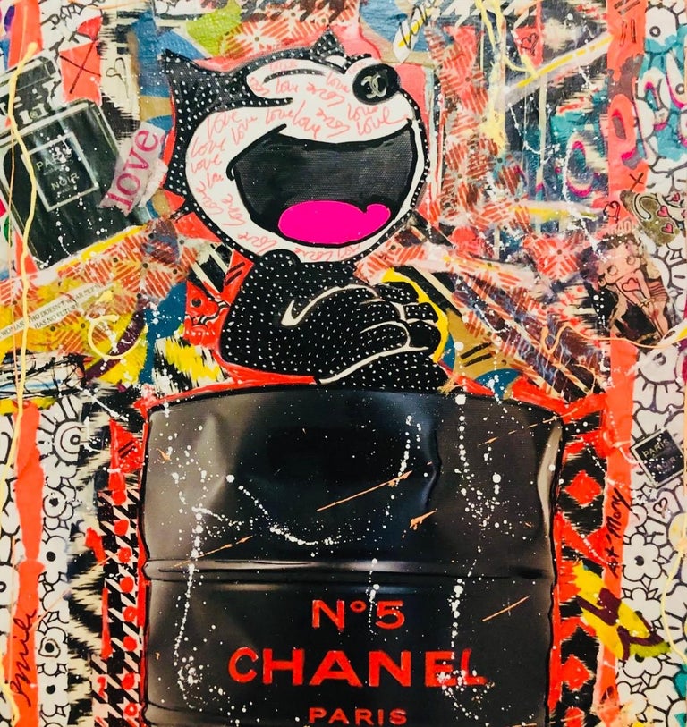 Chanel Shearling Lamb Quilted Pop Art Graffiti Tote