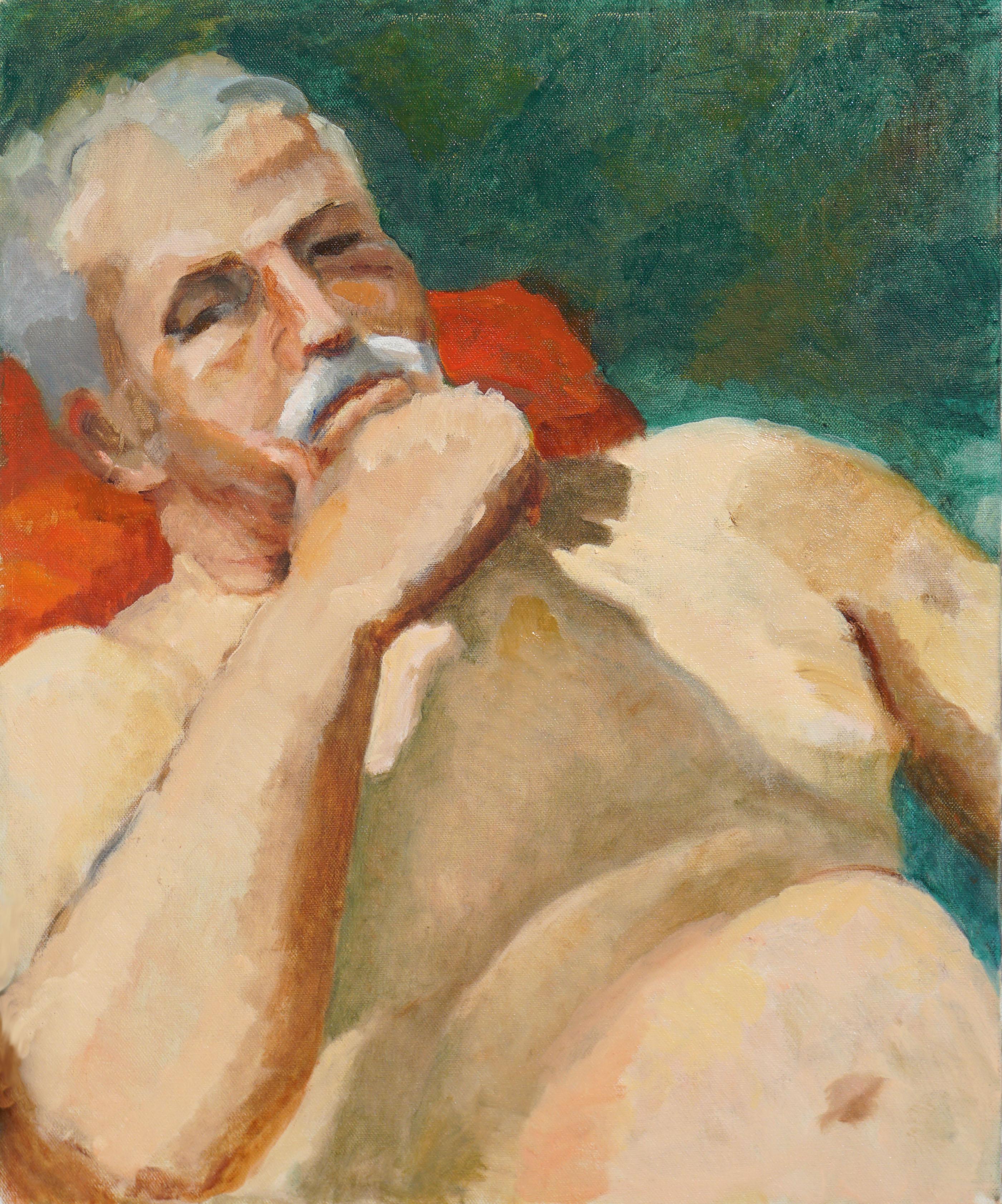 Patricia Emrich Gillfillan Figurative Painting - Vintage Nude Study -- Reclining Male