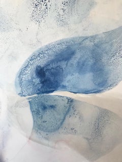 ''Momentum I'' Contemporary Abstract Painting with Blue Ink