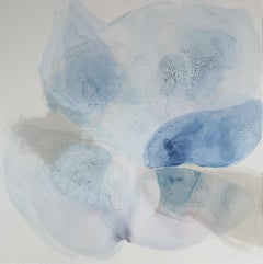 ''Momentum I'' Contemporary Abstract Painting with Blue Ink