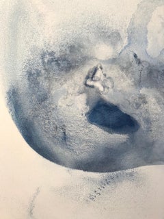 ''Momentum II'' Contemporary Abstract Painting with Blue Ink