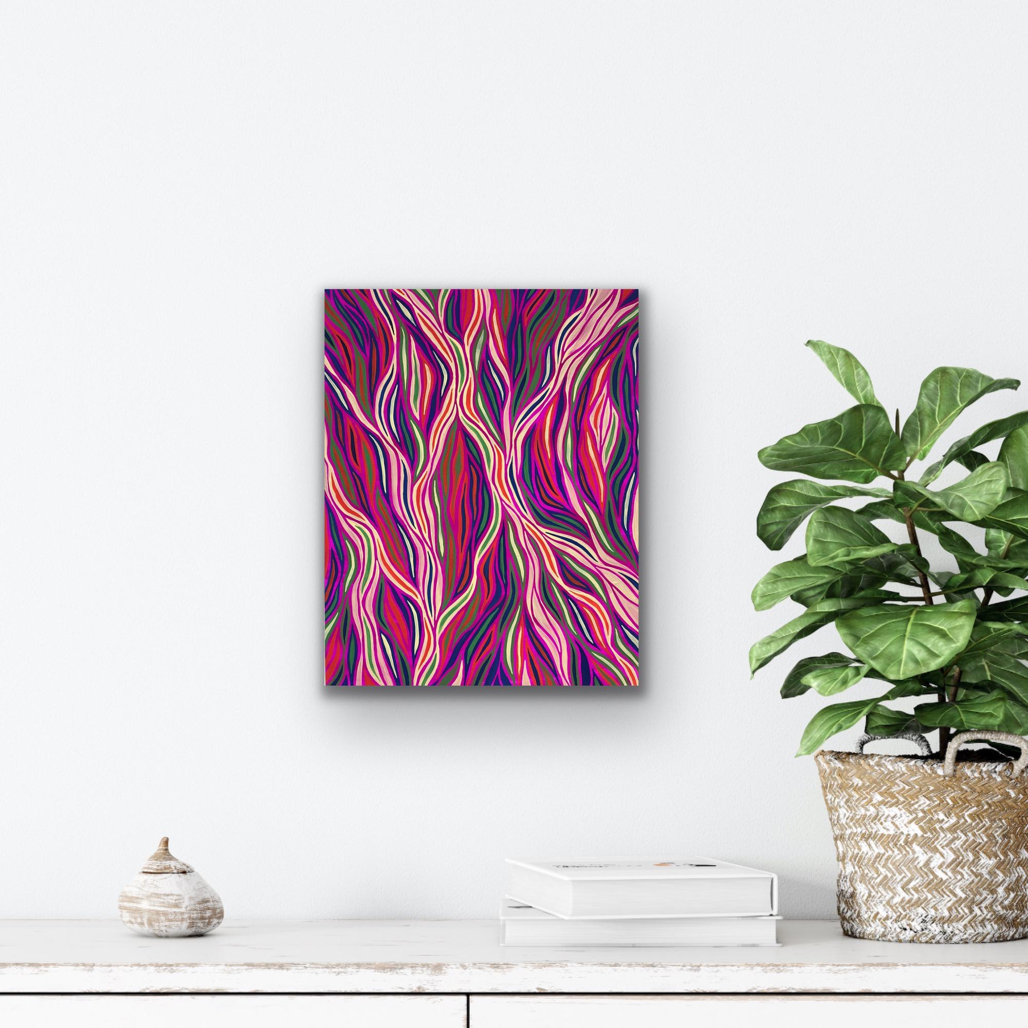 Vivid bright pink optical abstraction by Patricia Fabricant For Sale 1