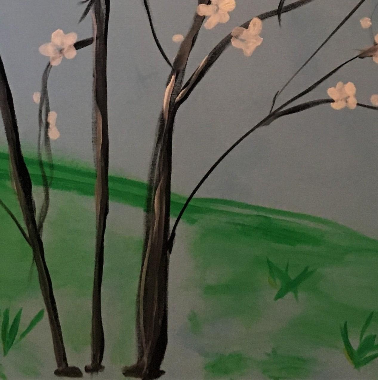 Hartriegel 48 X 36 (Grau), Landscape Painting, von Patricia Forelle