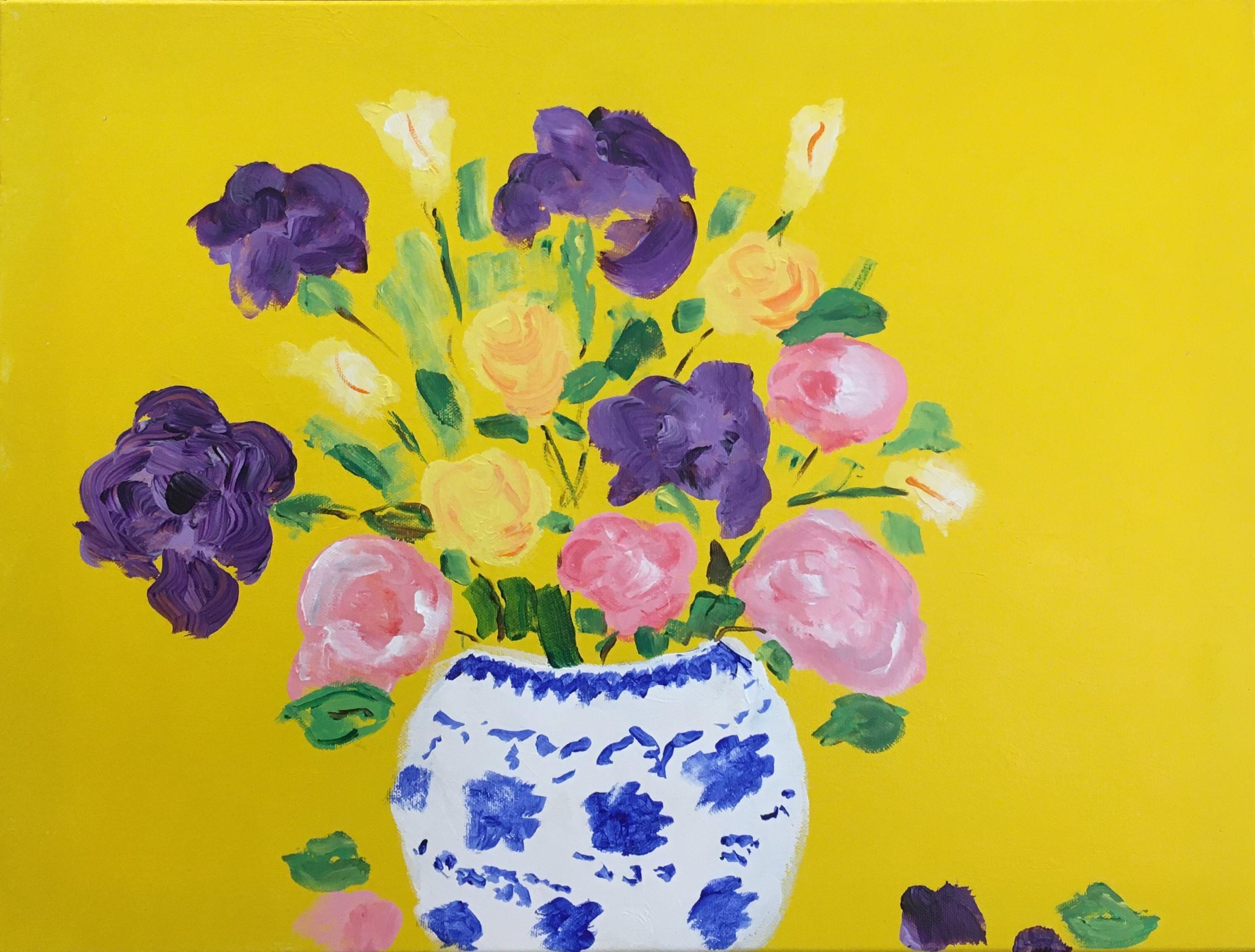 Fleurs dans une jarre  18 X 24