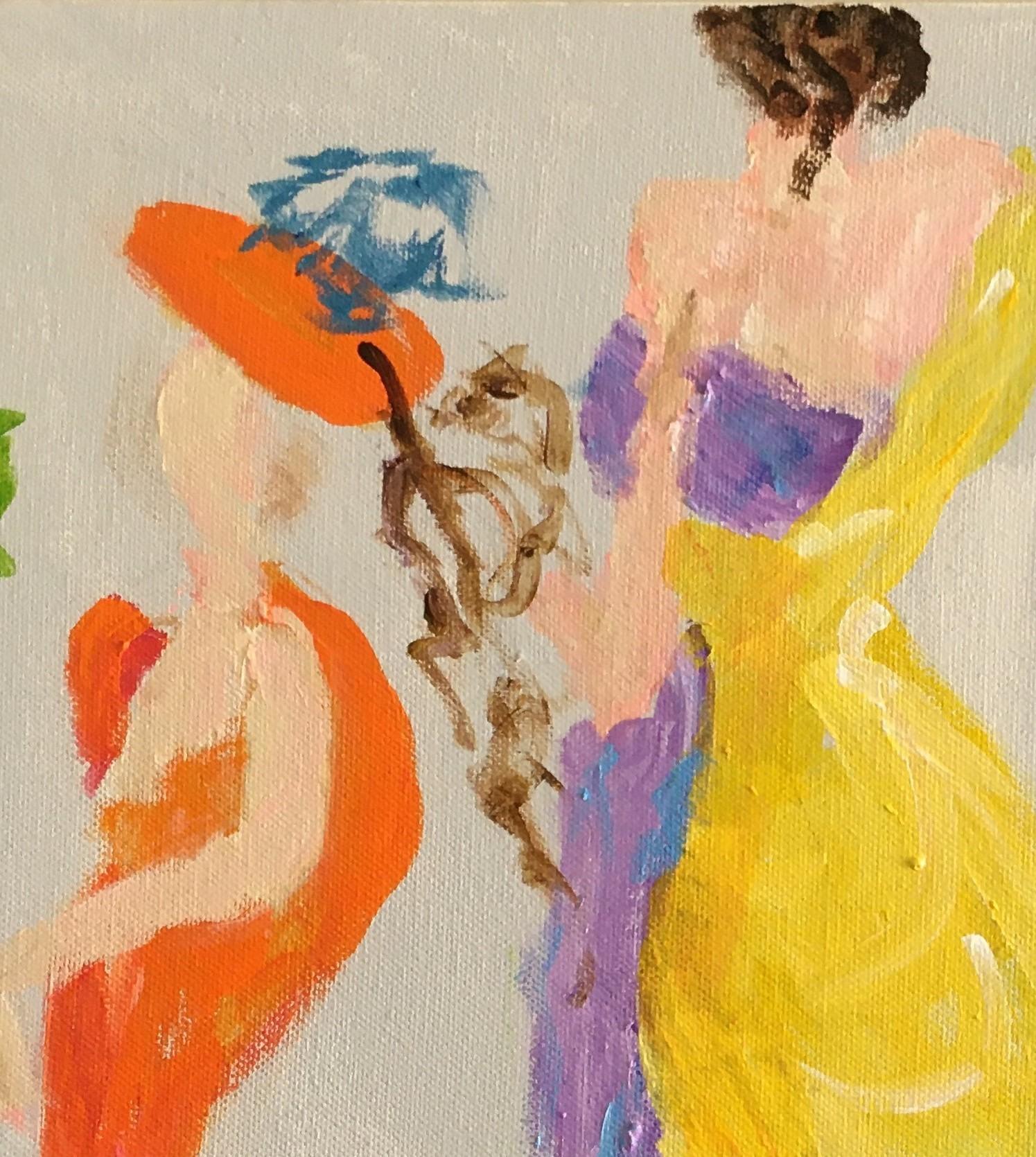 Les Demoiselles 20 X 30 (Beige), Figurative Painting, von Patricia Forelle