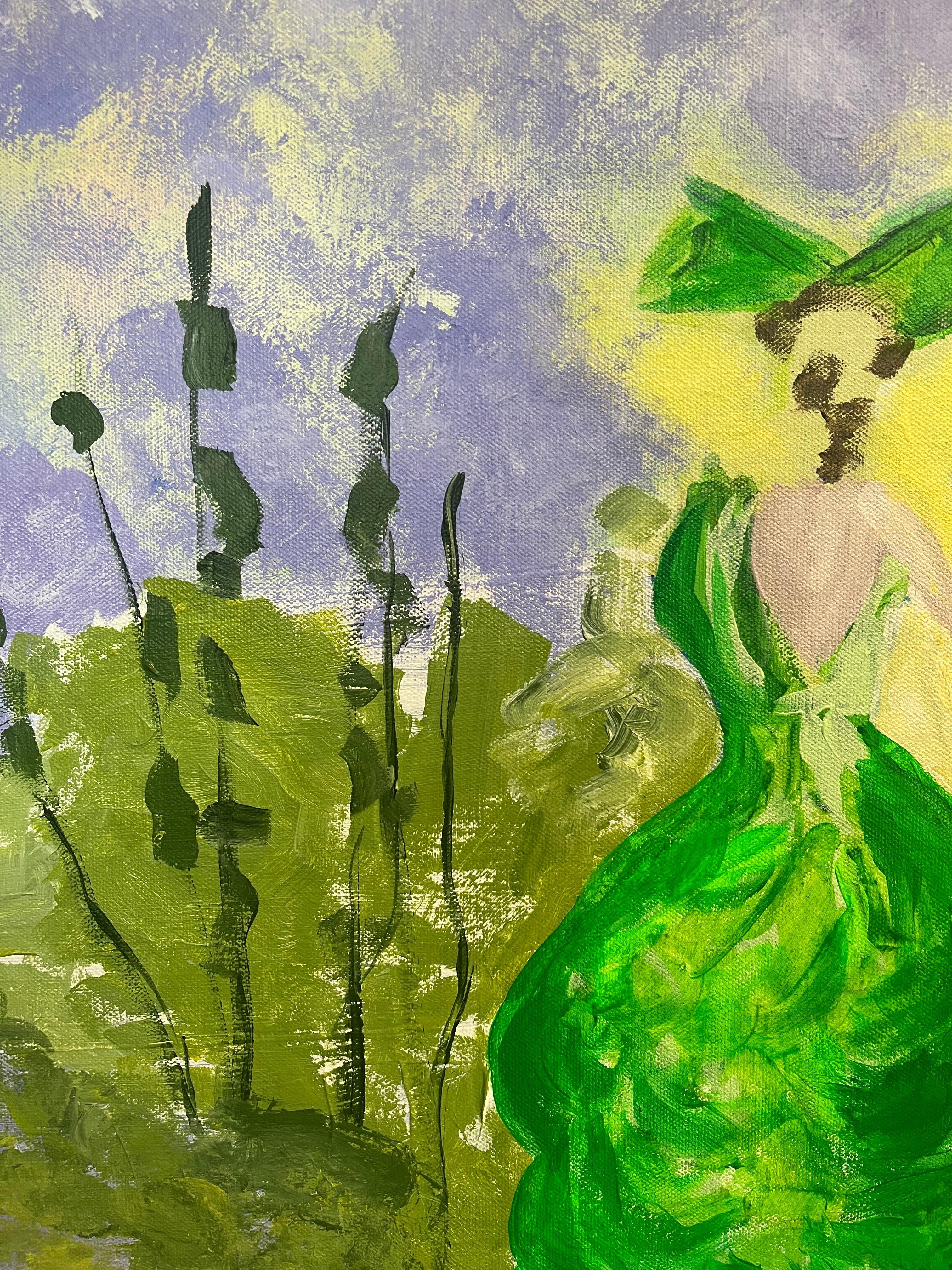 Les Demoiselles macht einen Spaziergang 36 X 48
Acryl auf Leinwand

Die Arbeiten von Patricia Forelle bieten einen Einblick in ihre Welt der Fantasie und der Realität, die sich durch freie Formen und Launenhaftigkeit auszeichnet. Ihr Werk ist von