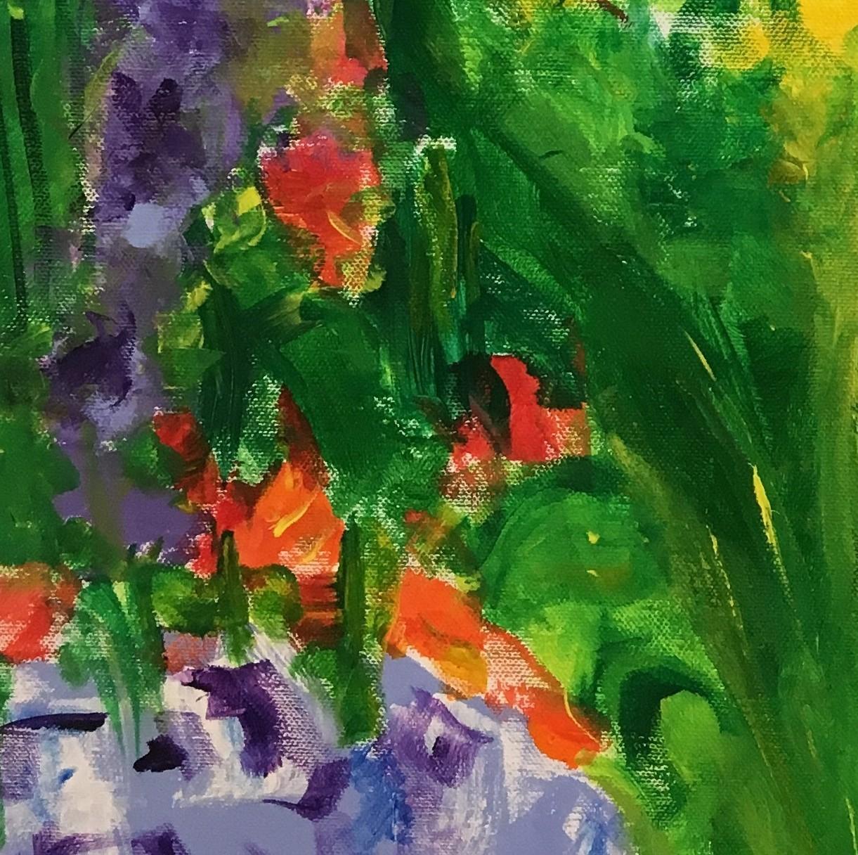 Profusione di fiori  30 X 20 - Landscape Painting Blu di Patricia Forelle