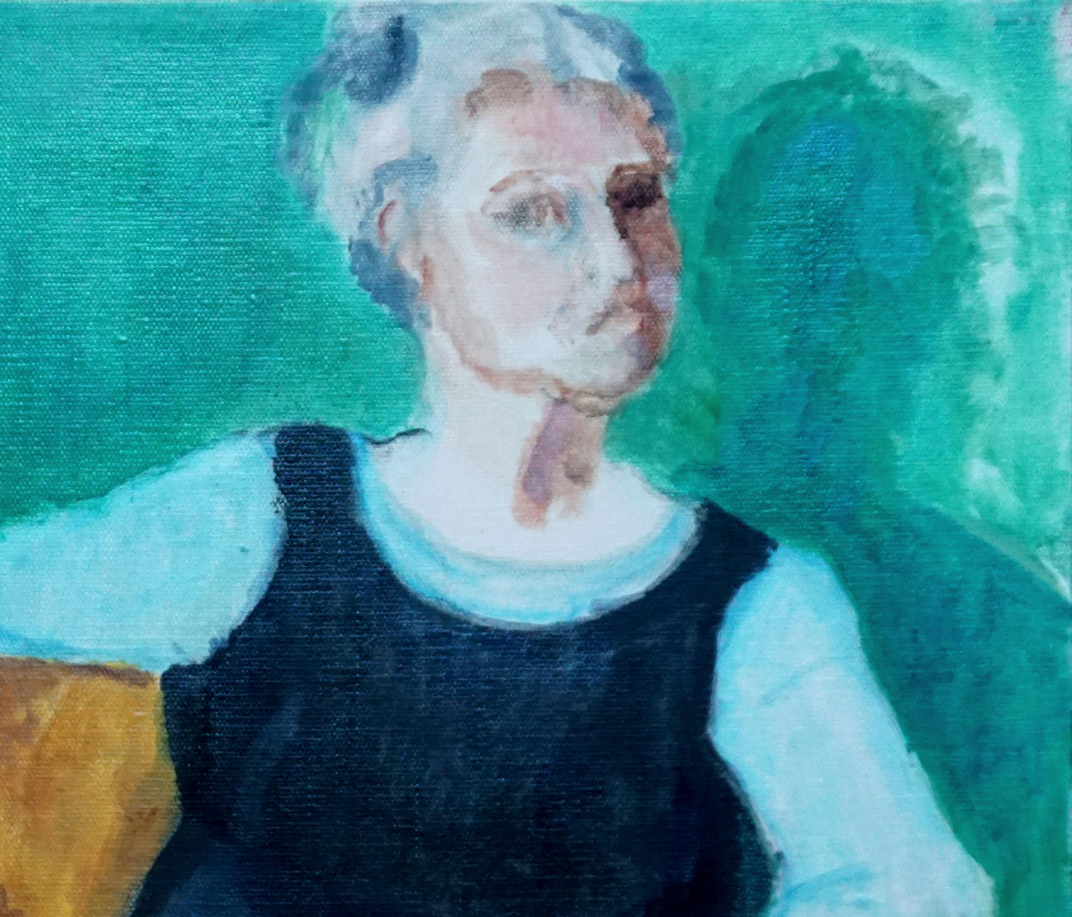 Female Figure with Paintbrushes - Painting by Patricia Gillfillan