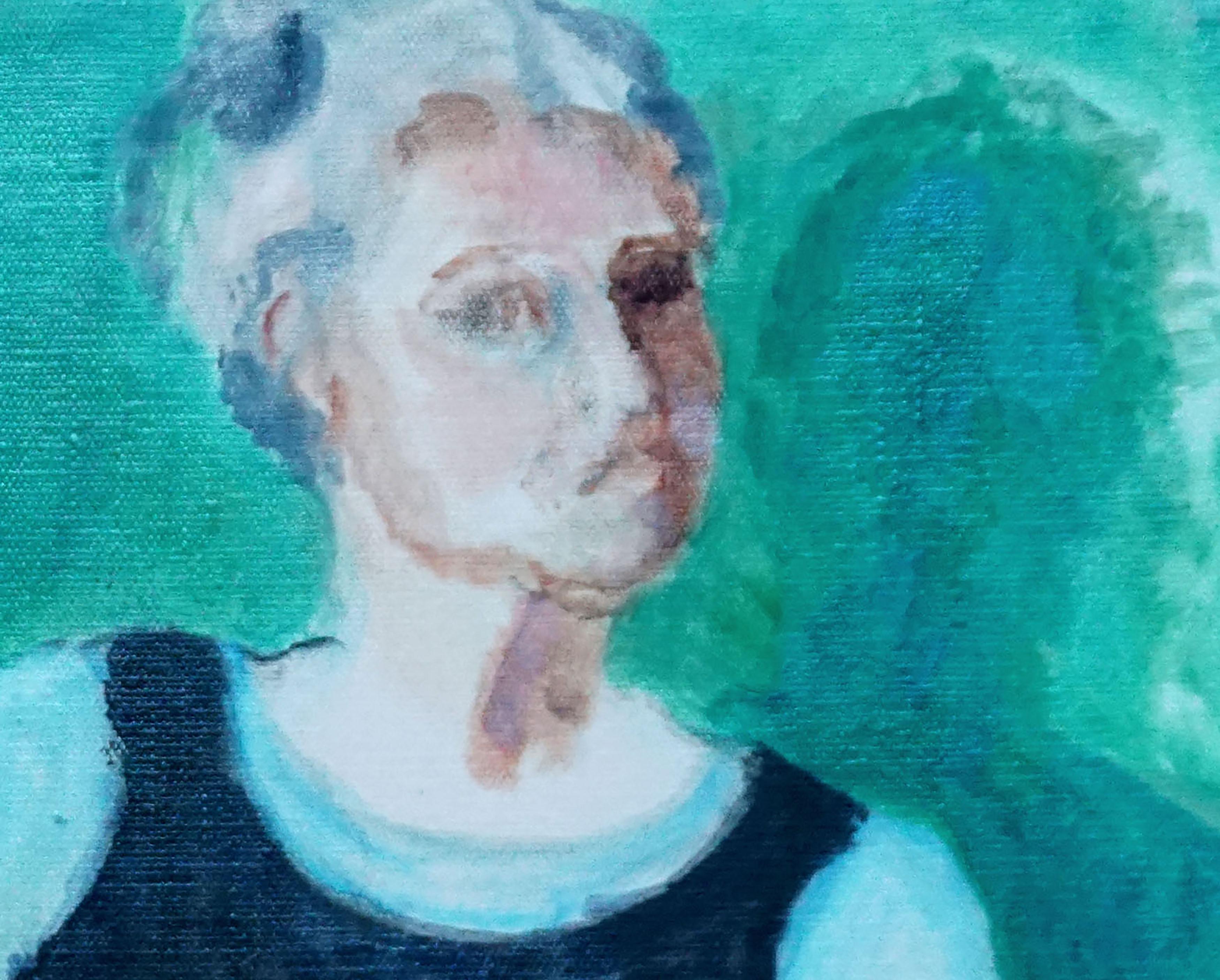 Female Figure with Paintbrushes - American Impressionist Painting by Patricia Gillfillan