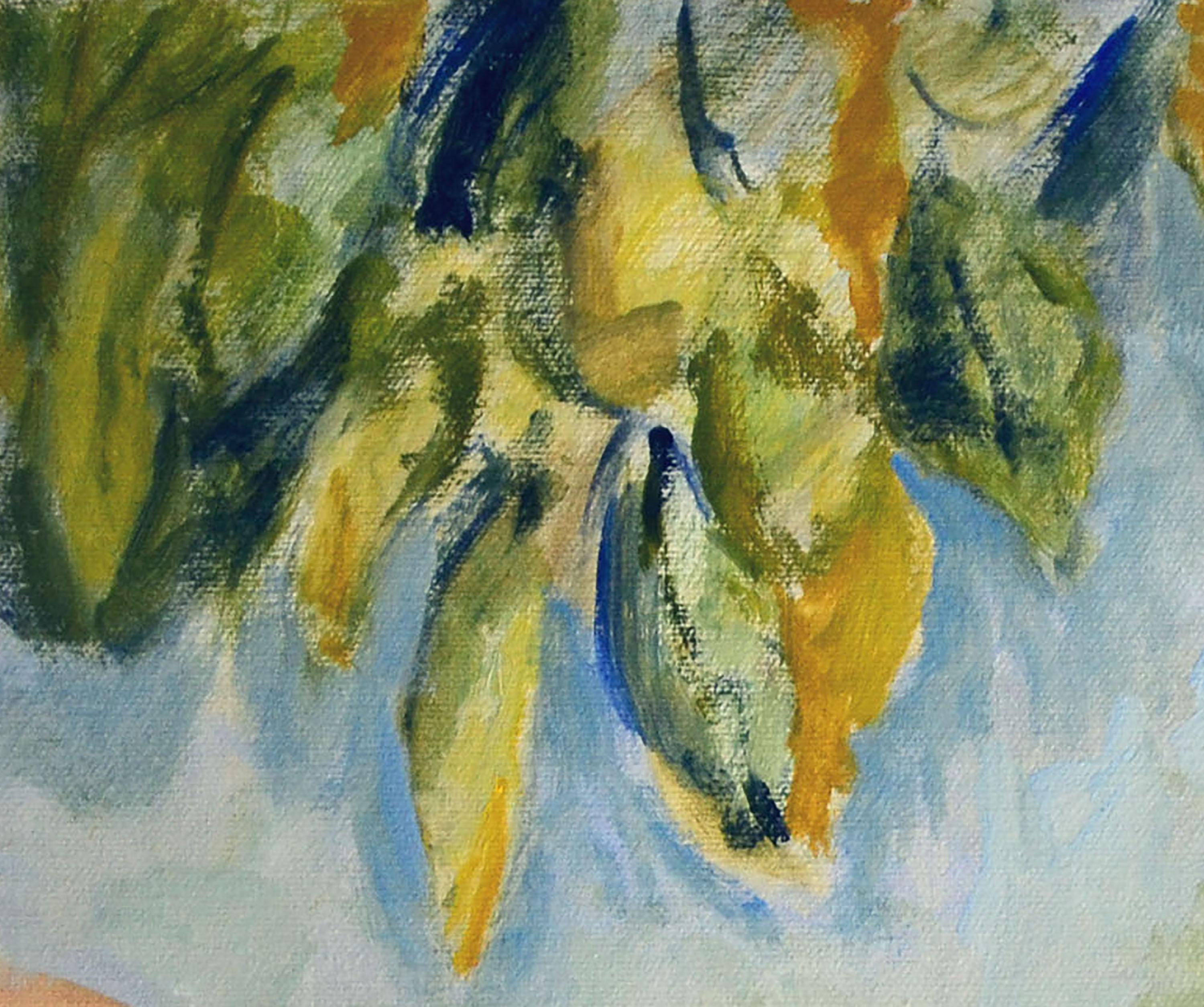 Precioso óleo sobre lienzo de una figura femenina desnuda reclinada de la artista Patricia Gillfillan (estadounidense, 1924-2016), del área de Monterey, California. Firmado 