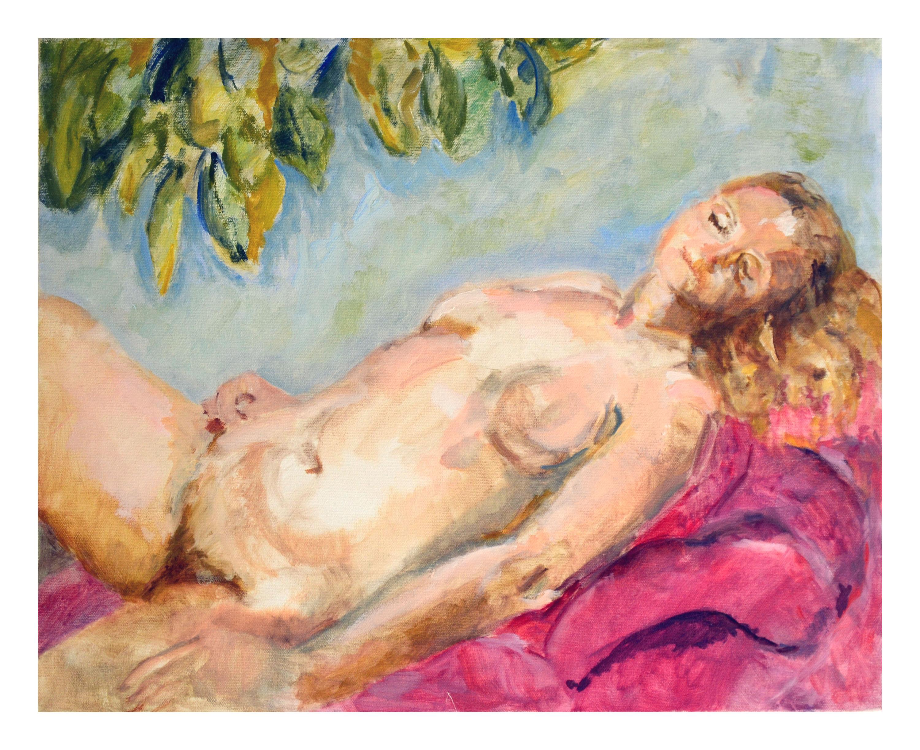Patricia Gillfillan Figurative Painting - Vintage Reclining Nude Figurative 