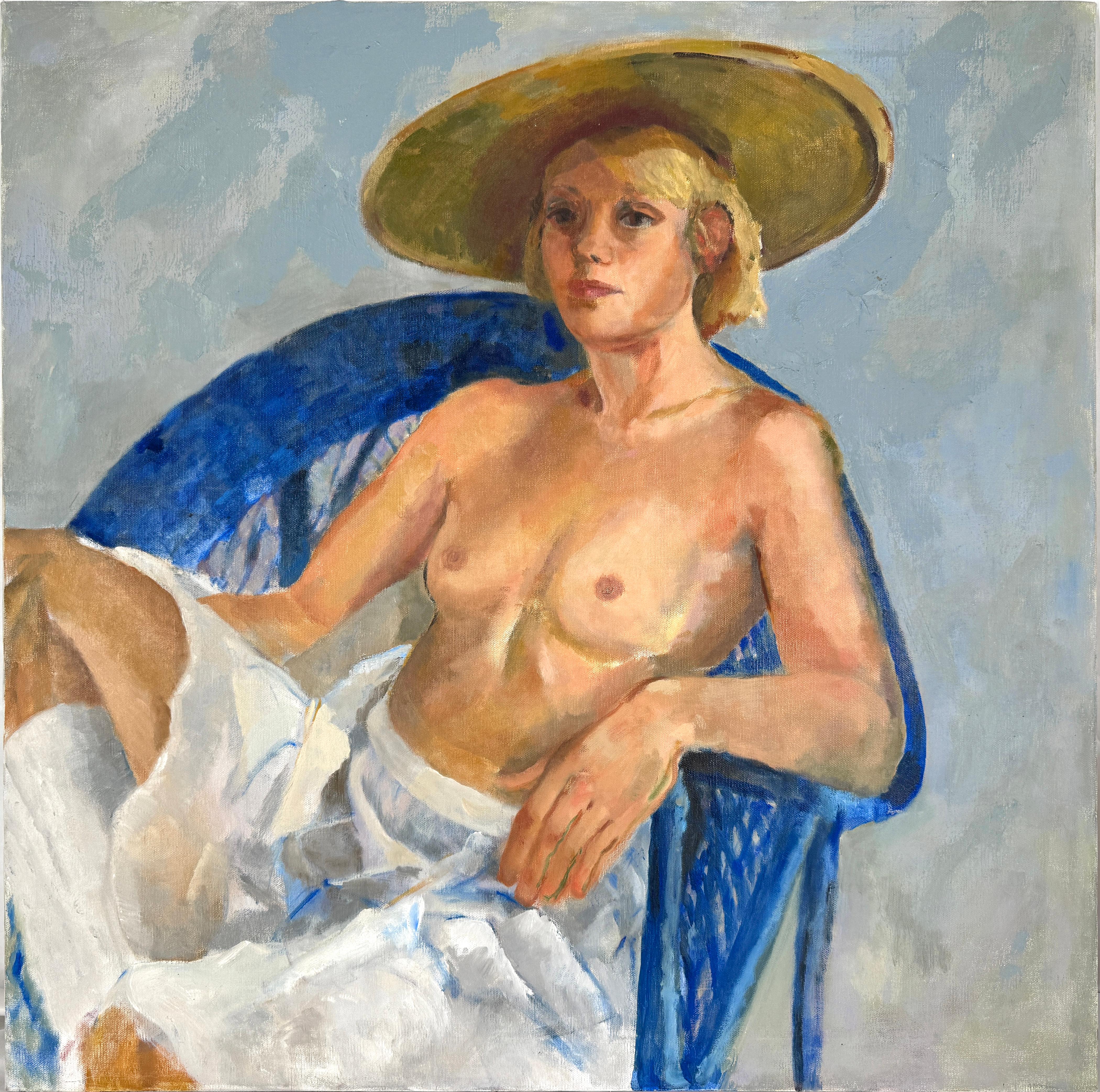 La Sedia Blu Figurativa - Painting Dopoguerra di Patricia Gillfillan
