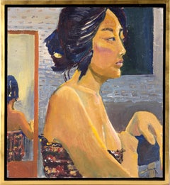 „American Geisha“ – Figuratives Porträt in Öl auf Leinen