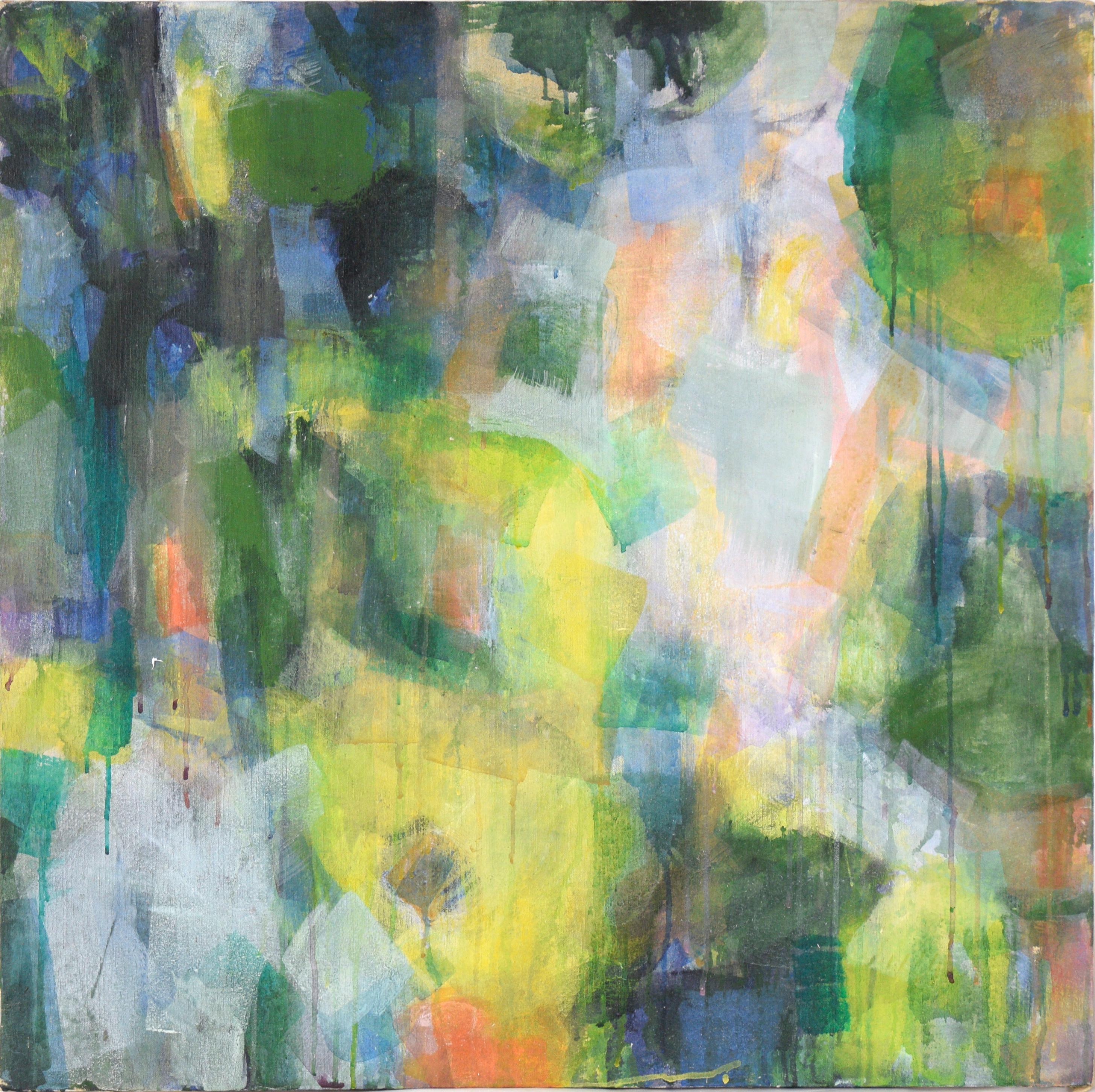 Color Field - Abstract Green and Yellow by Patricia Gren Hayes Acrylic on Canvas

Color Field abstract composition by Bay Area artist Patricia Gren Hayes (American, b. 1932). Wide brushstrokes of slightly transparent paint overlap to create a