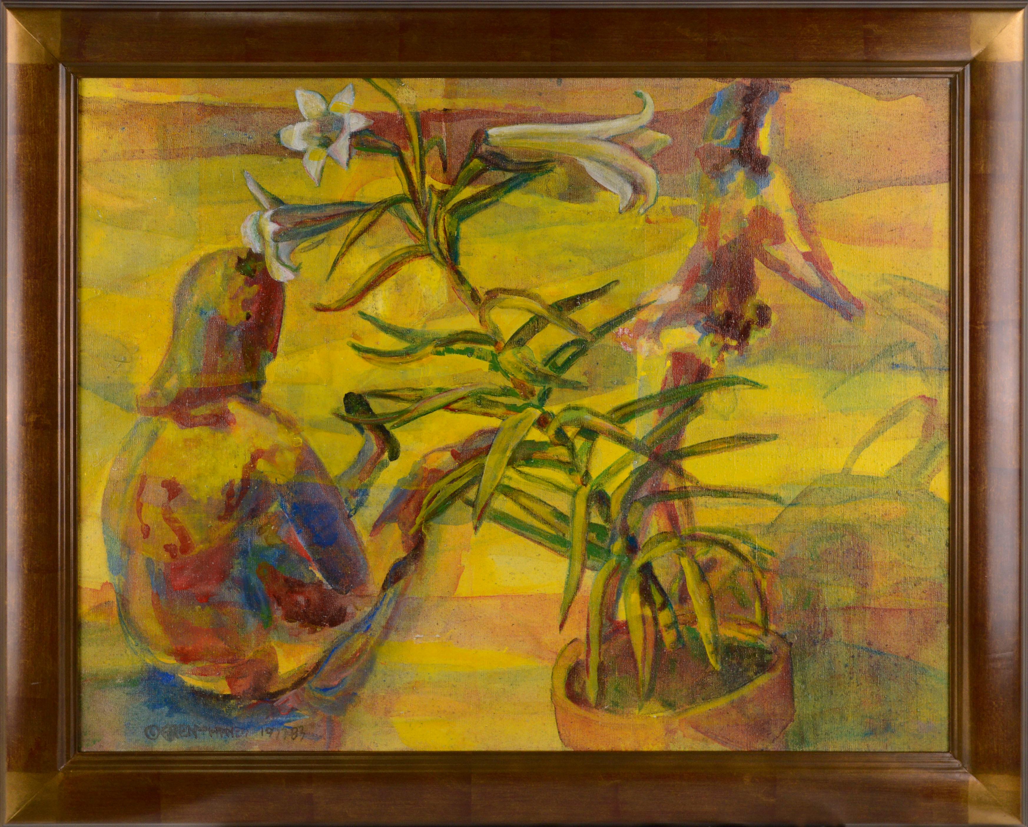 Patricia Gren Hayes Interior Painting - "Easter Lily & Spring Dancers" - Figurative Floral Abstract 