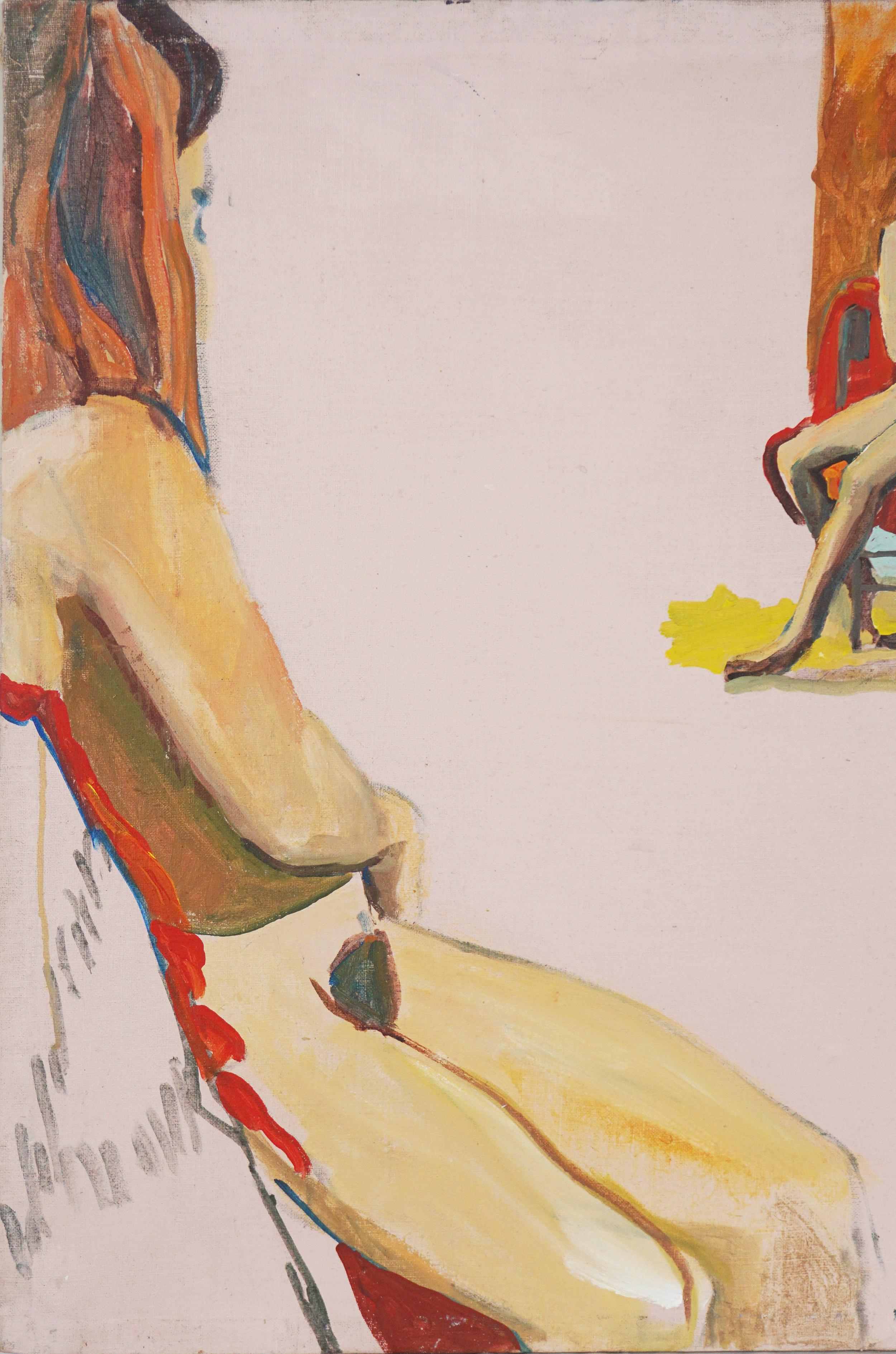 Modern Nude Study of Red Haired Woman Seated in Chair - Painting by Patricia Gren Hayes