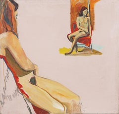 Modern Nude Study of Red Haired Woman Seated in Chair