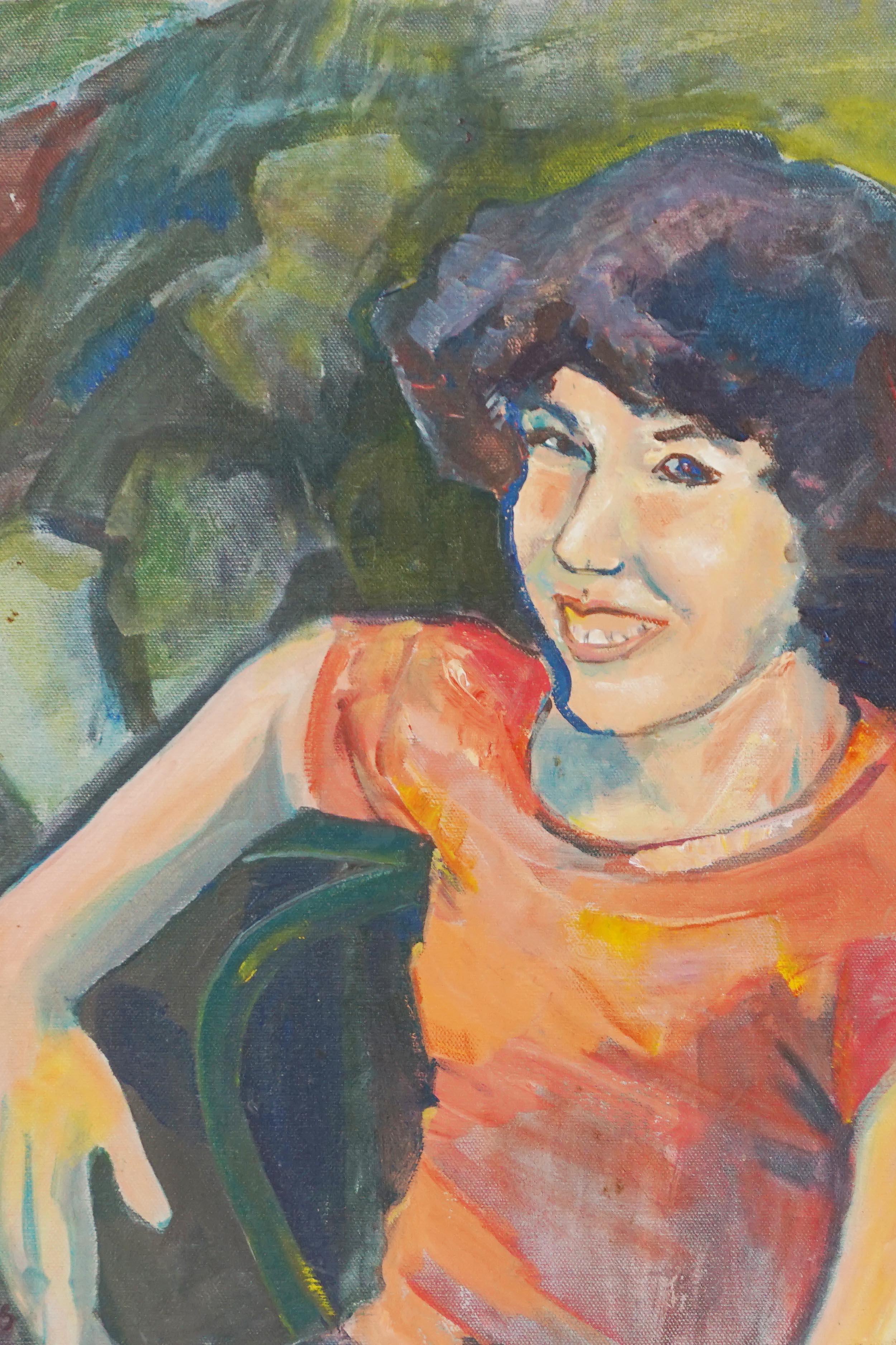 Portrait moderne d'une jeune fille Cathy, huile sur toile - Painting de Patricia Gren Hayes