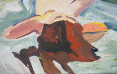 Estudio de Desnudo Reclinado Moderno de Mujer Pelirroja