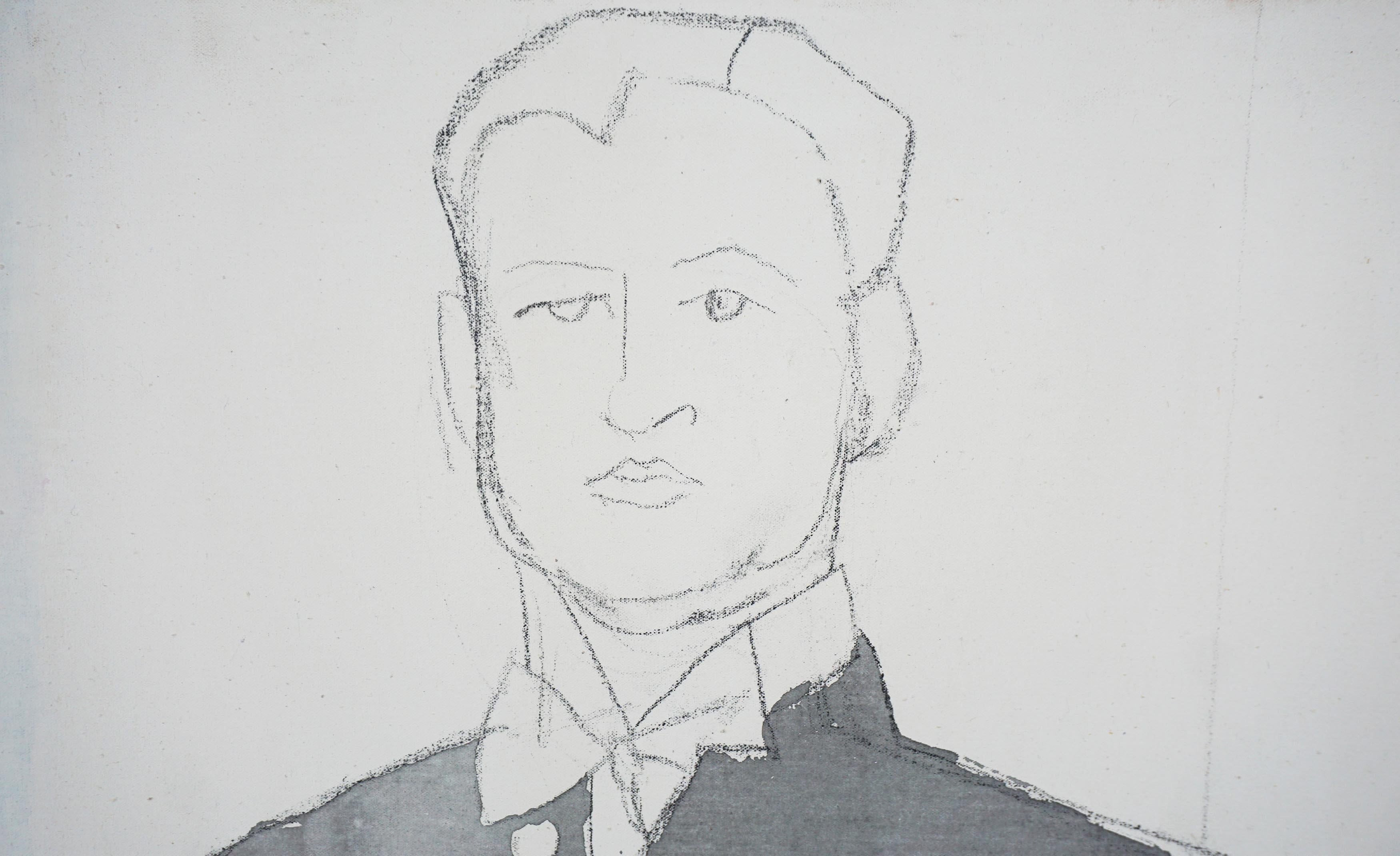 Modernist Unfinished Portrait -- Handsome Man in Dress Uniform - Painting by Patricia Gren Hayes