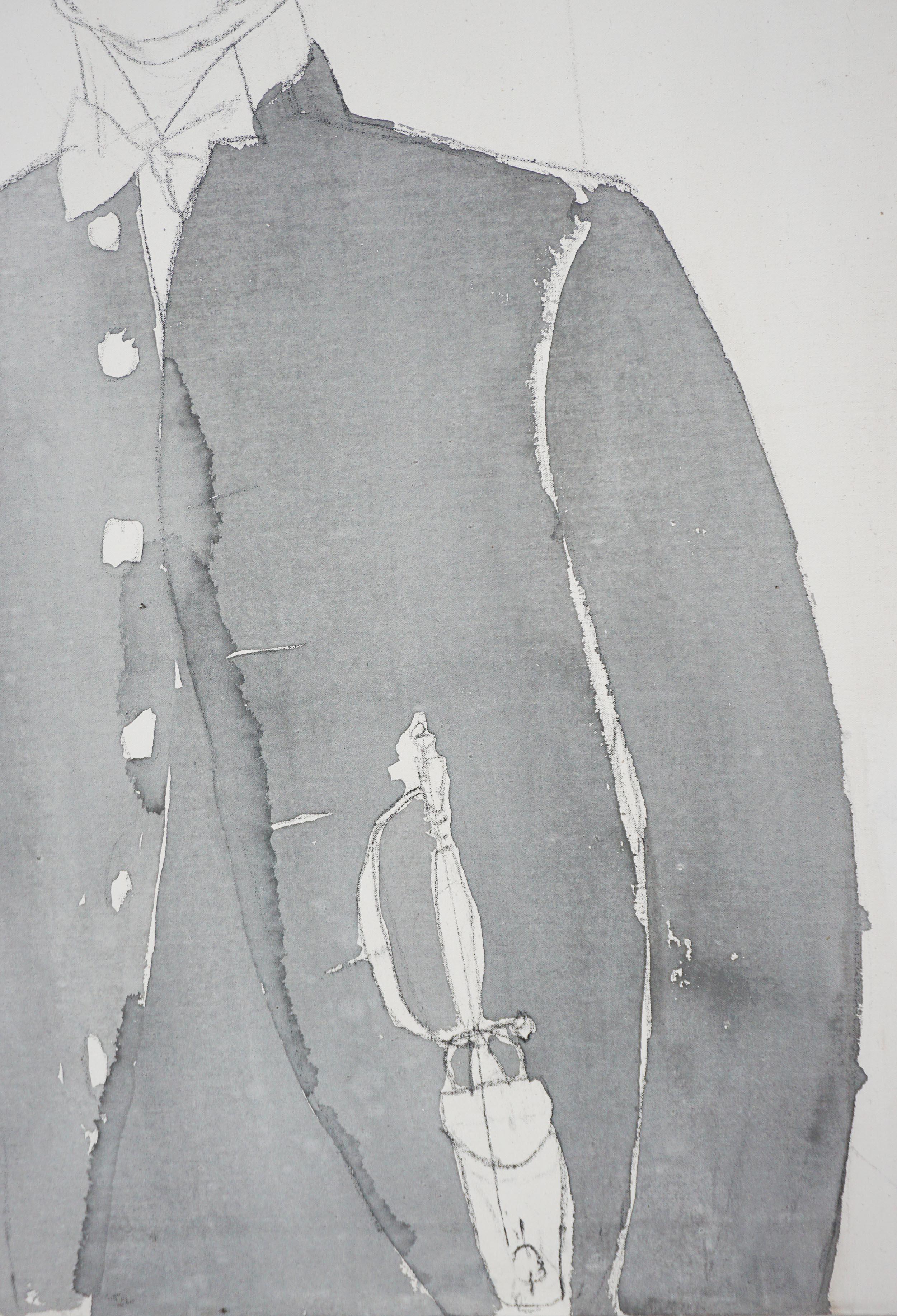 Modern unfinished portrait of handsome man in dress uniform by American painter, Patricia Gren Hayes (b. 1932), circa 1970.

Unsigned. 
Provenance: Purchased as part of larger collection of artist's work from the estate of Larry