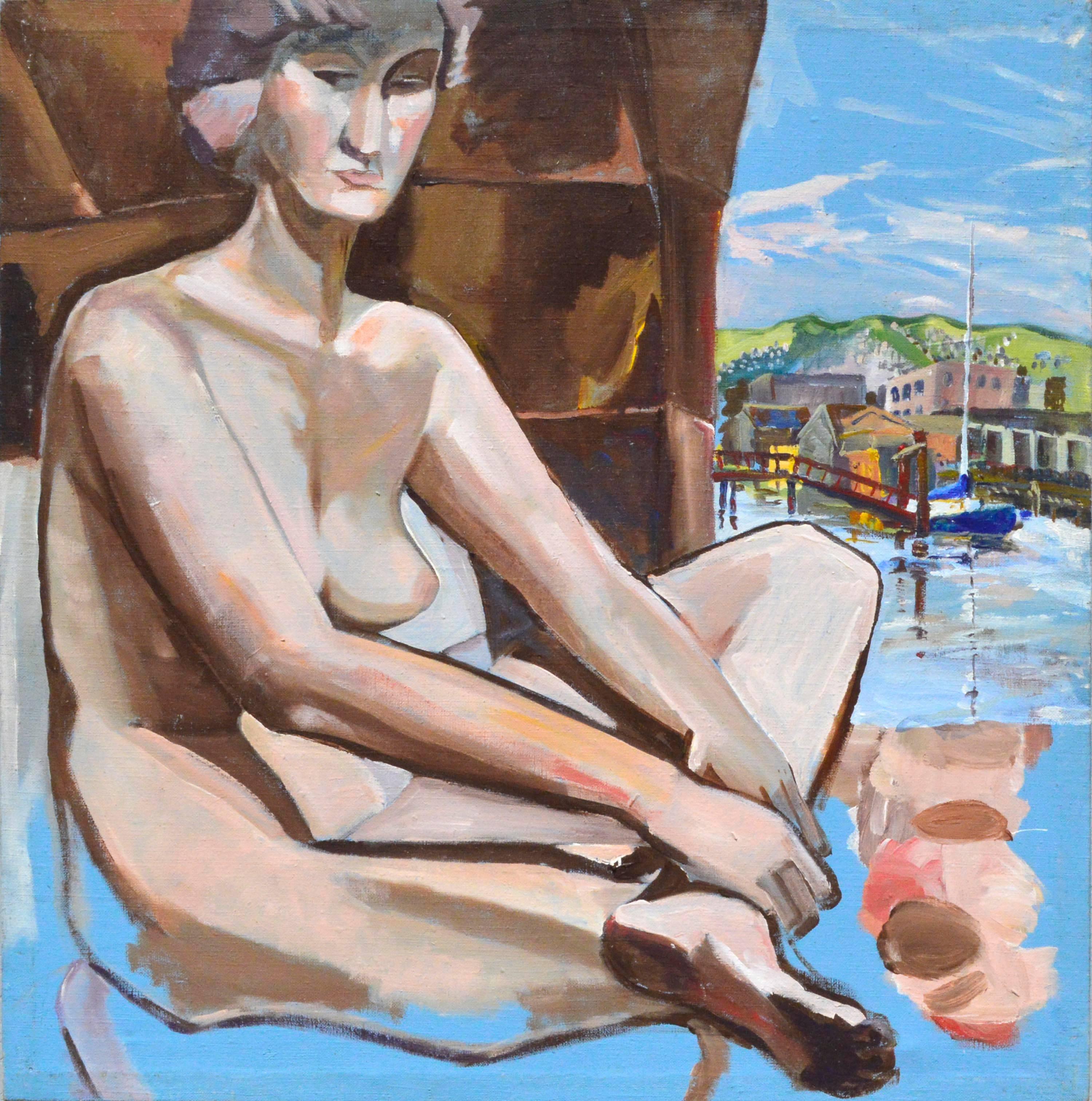 Patricia Gren Hayes Figurative Painting - Nude Study in Sausalito, Bay Area Figurative, Signed, 1980, 28x28