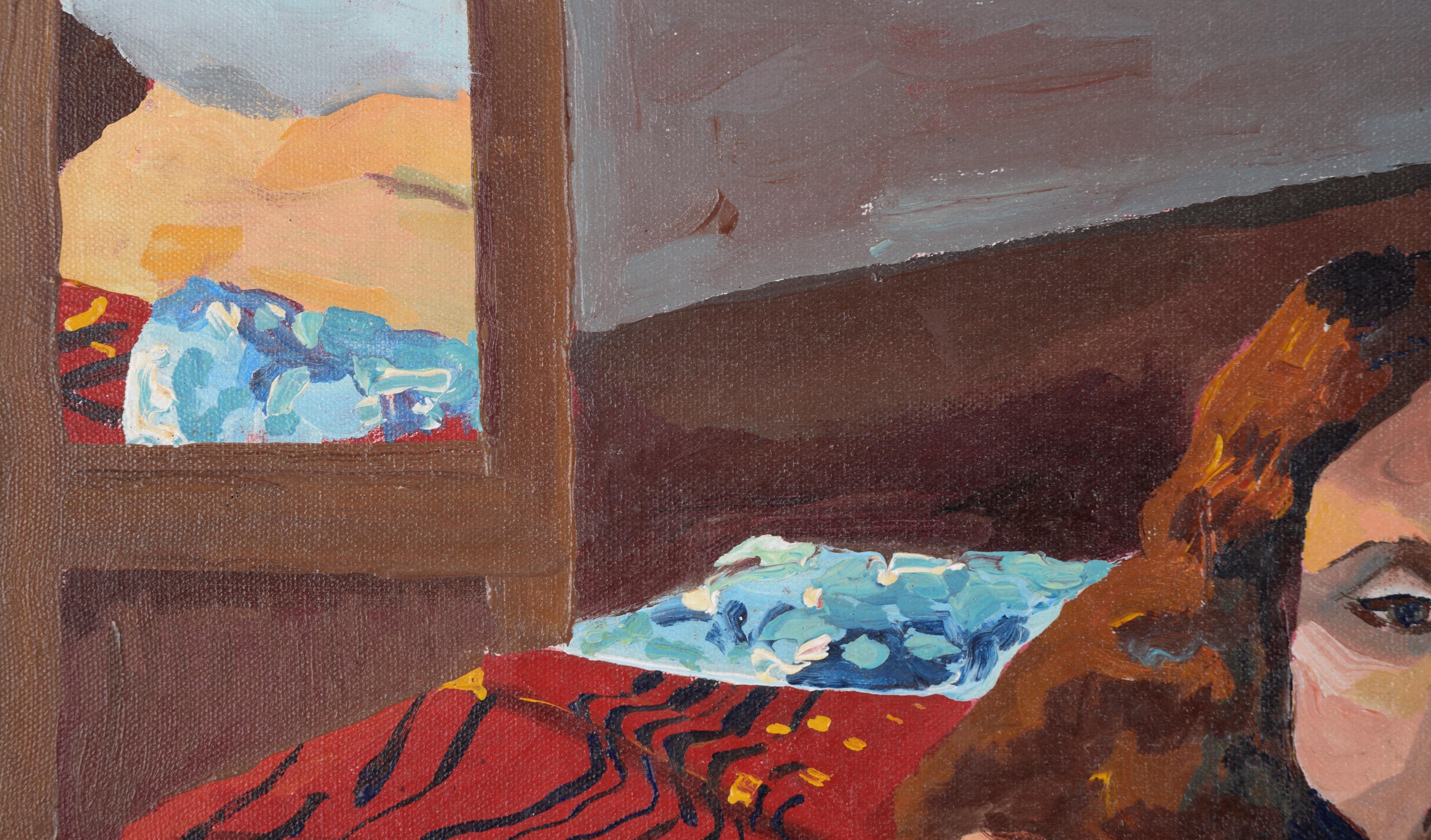 Donna nuda a letto con specchio - Ritratto figurativo in olio su tela - Painting American Modern di Patricia Gren Hayes