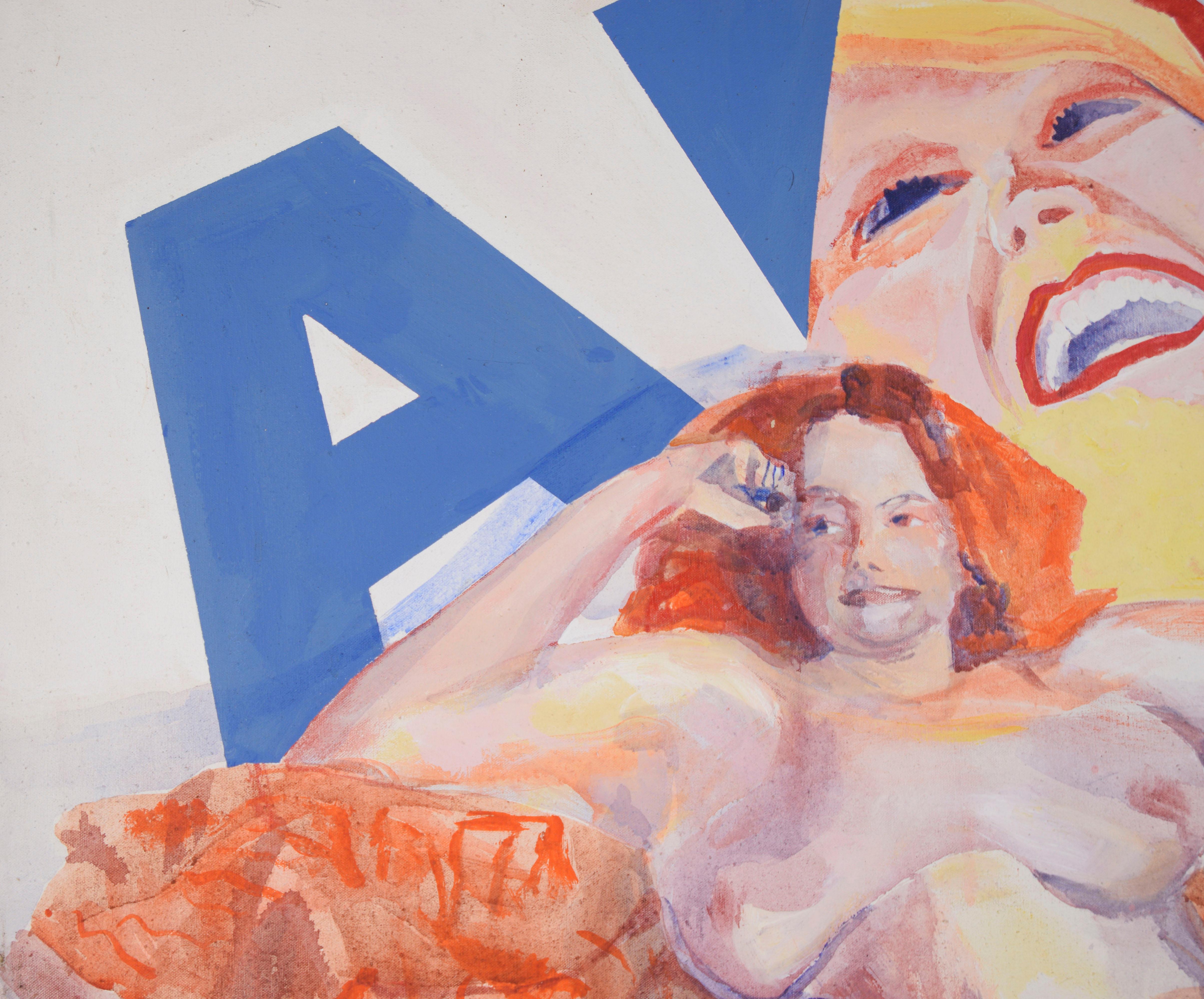 Red Head Madame- Original 1975 Acrílico sobre lienzo - Painting de Patricia Gren Hayes
