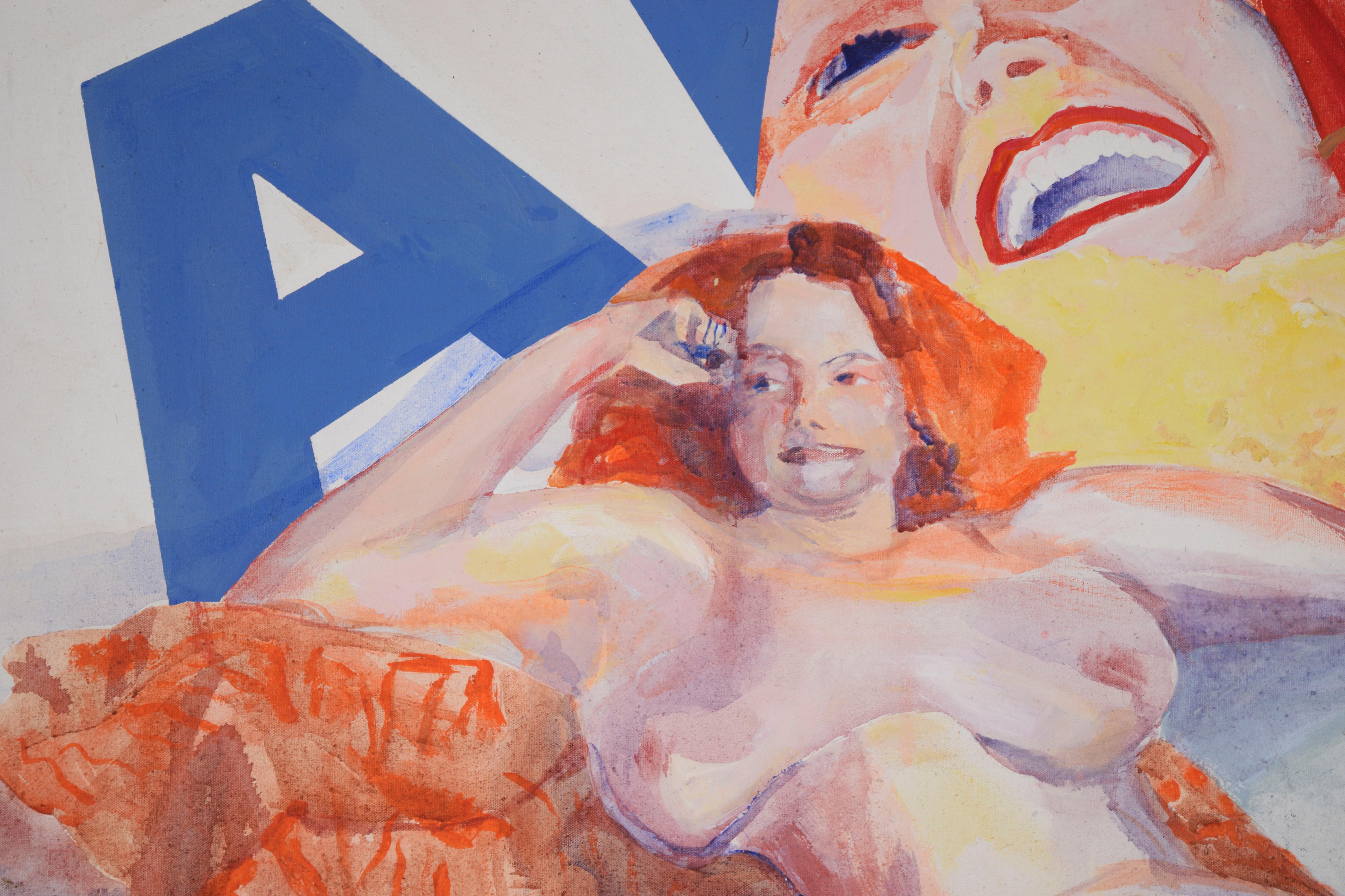 Red Head Madame- Original 1975 Acrílico sobre lienzo - Painting moderno estadounidense de Patricia Gren Hayes