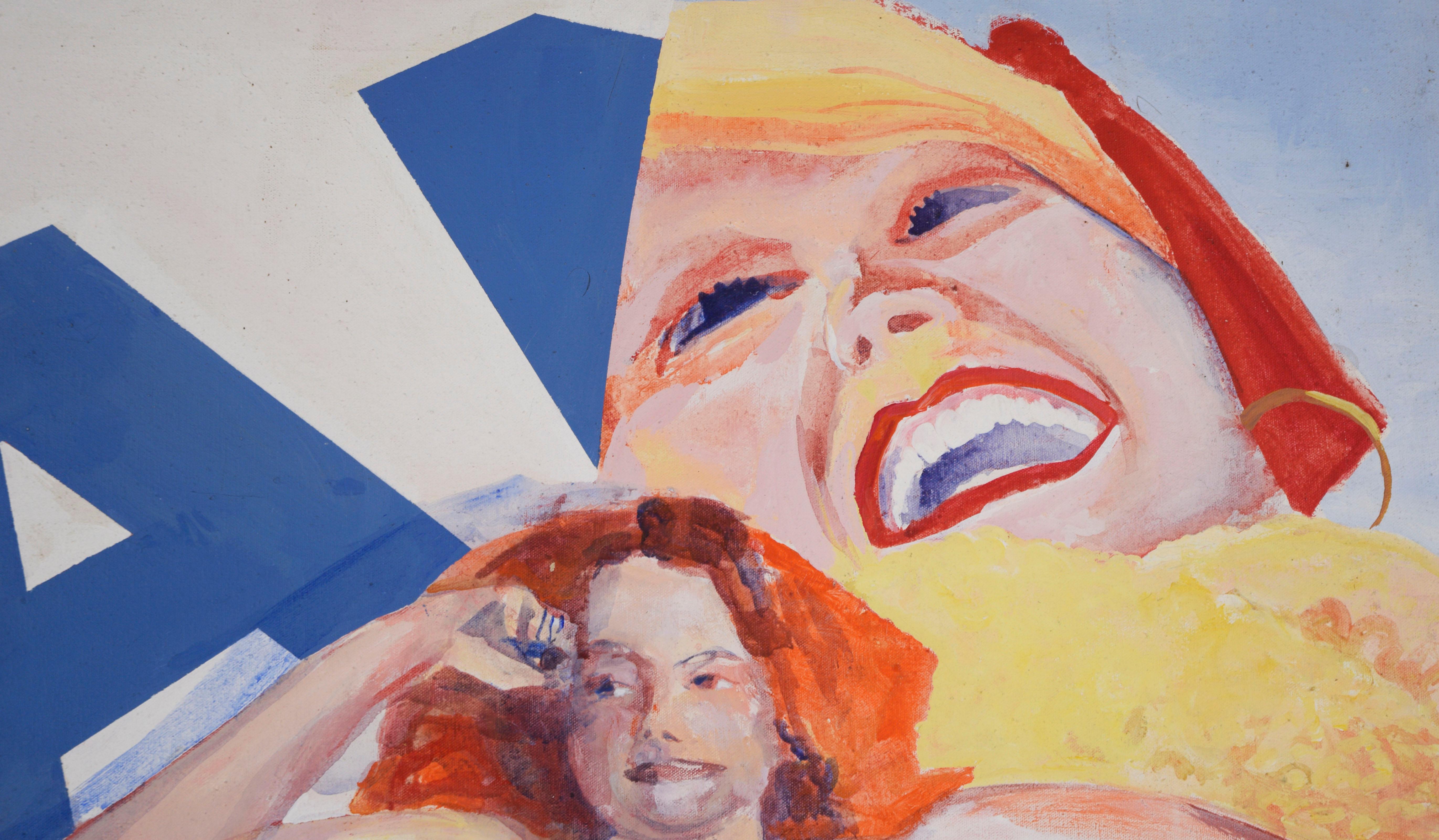 Red Head Madame- Original 1975 Acrílico sobre lienzo - Figurative Painting Beige de Patricia Gren Hayes