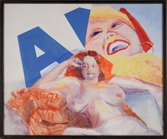 Tête rouge Madame, original 1975 Acrylique sur toile