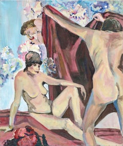 "Cerco di nascondere i pensieri dei fiori" Studio di nudo figurativo